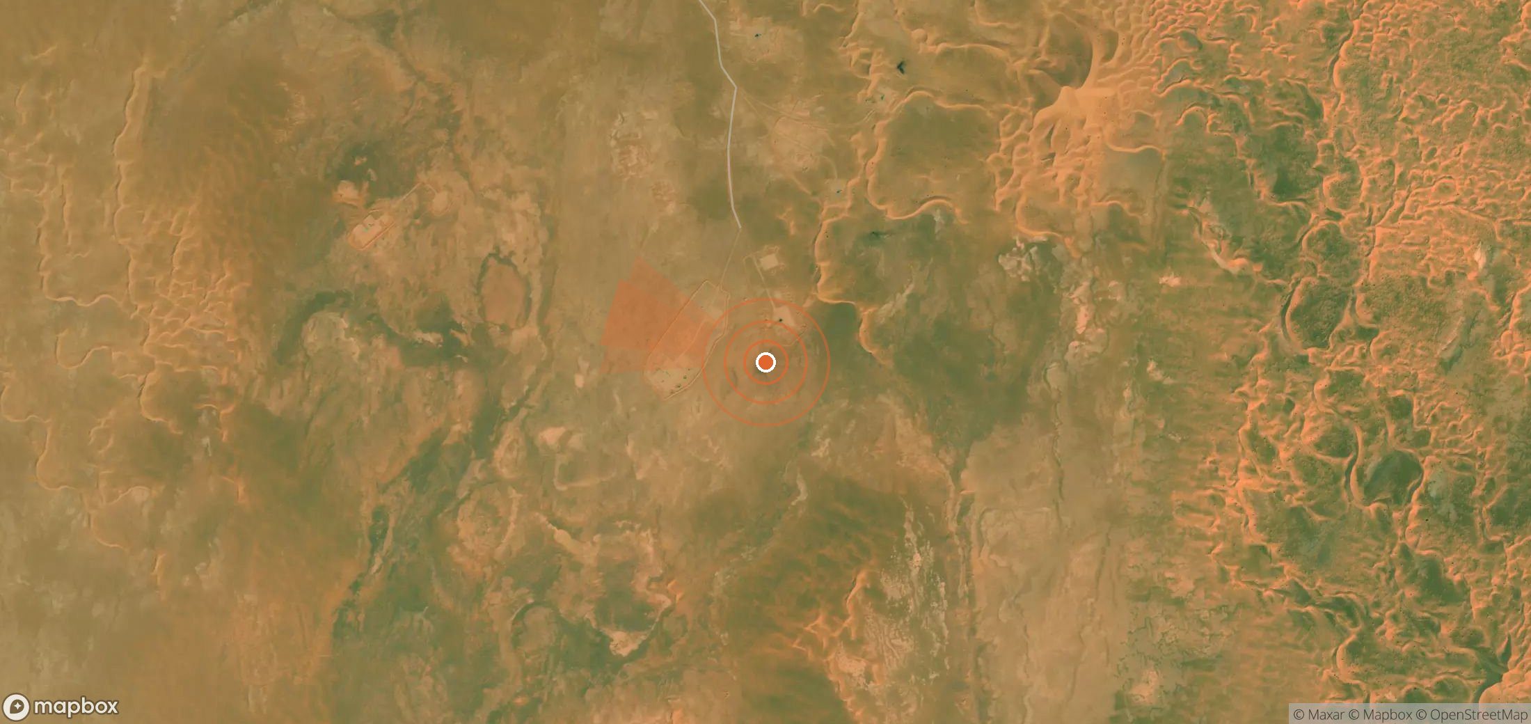 Mapa satelital de plumas de metano en Argelia