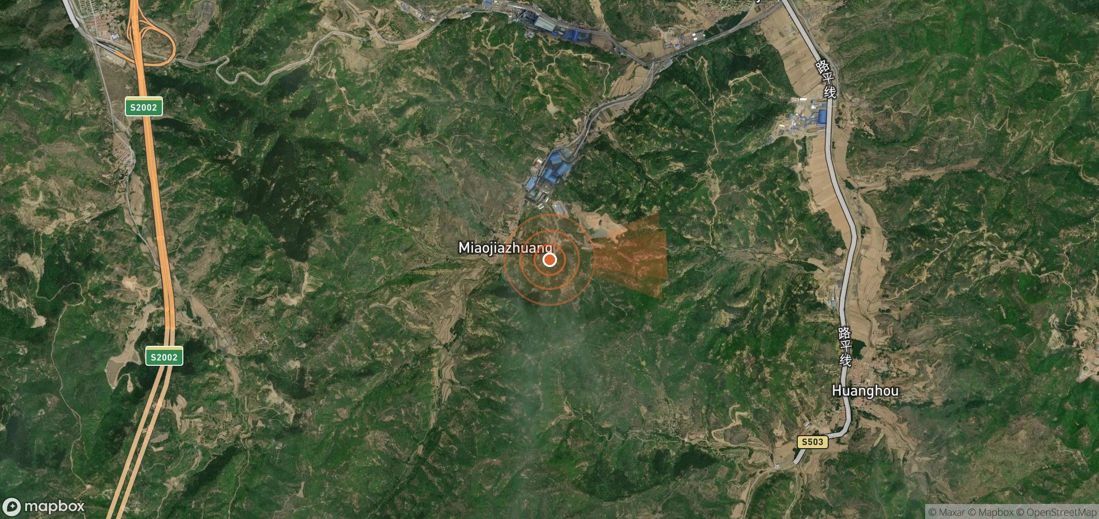Satellite map of methane plume locations in China