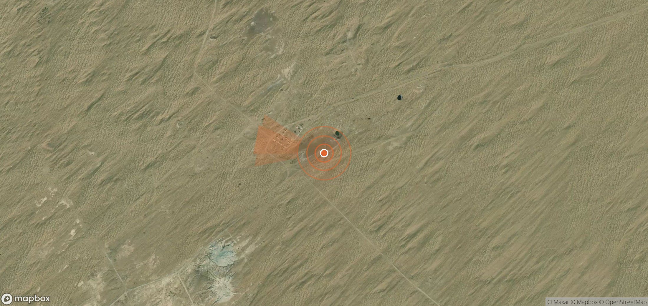 Satellite map of methane plume locations in Turkmenistan