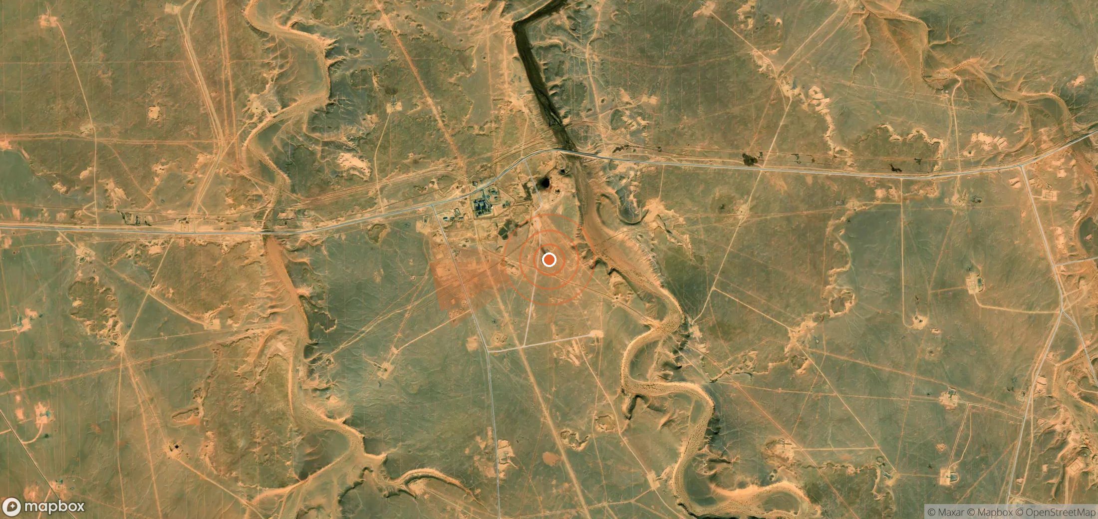 Satellite map of methane plume locations in Algeria