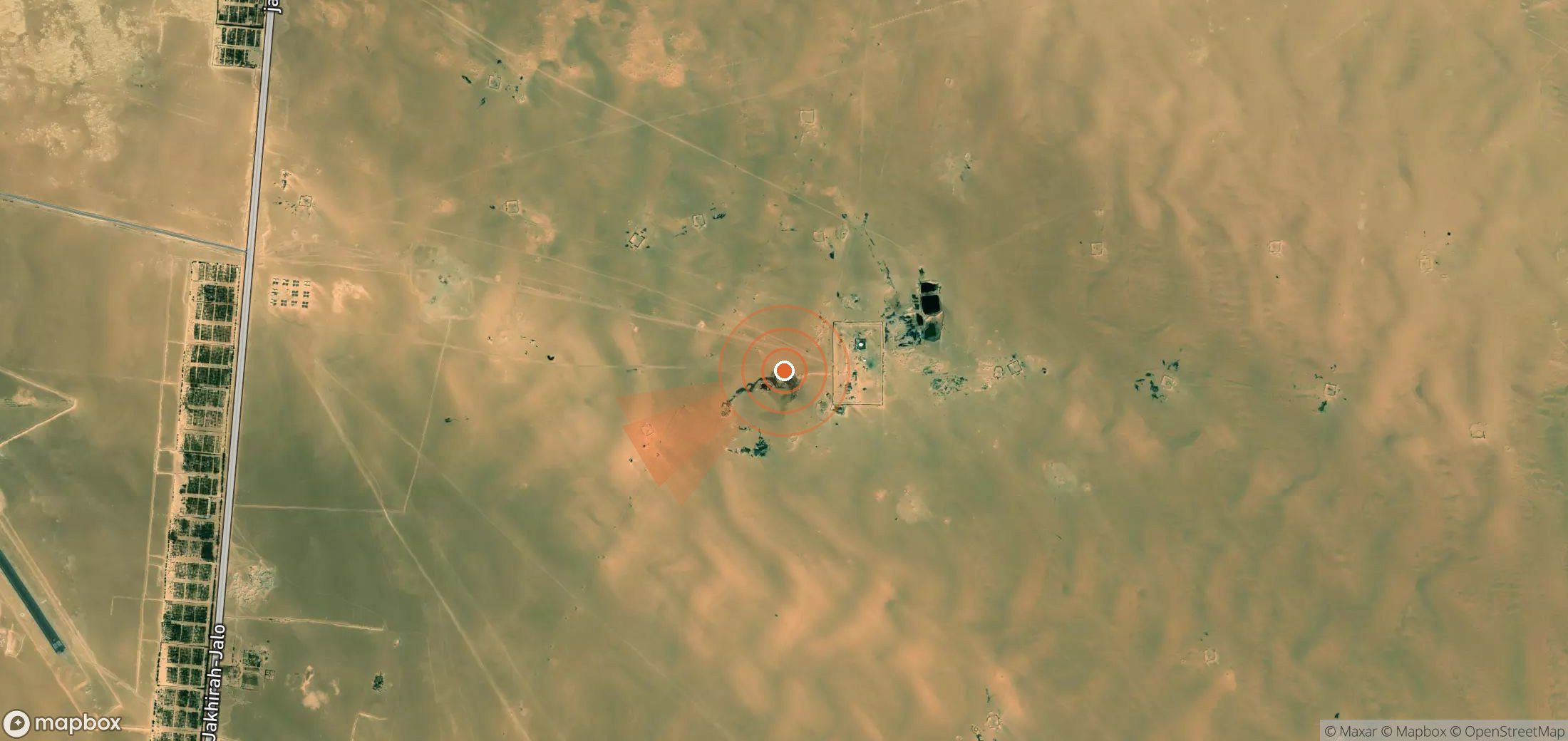 Satellite map of methane plume locations in Libya