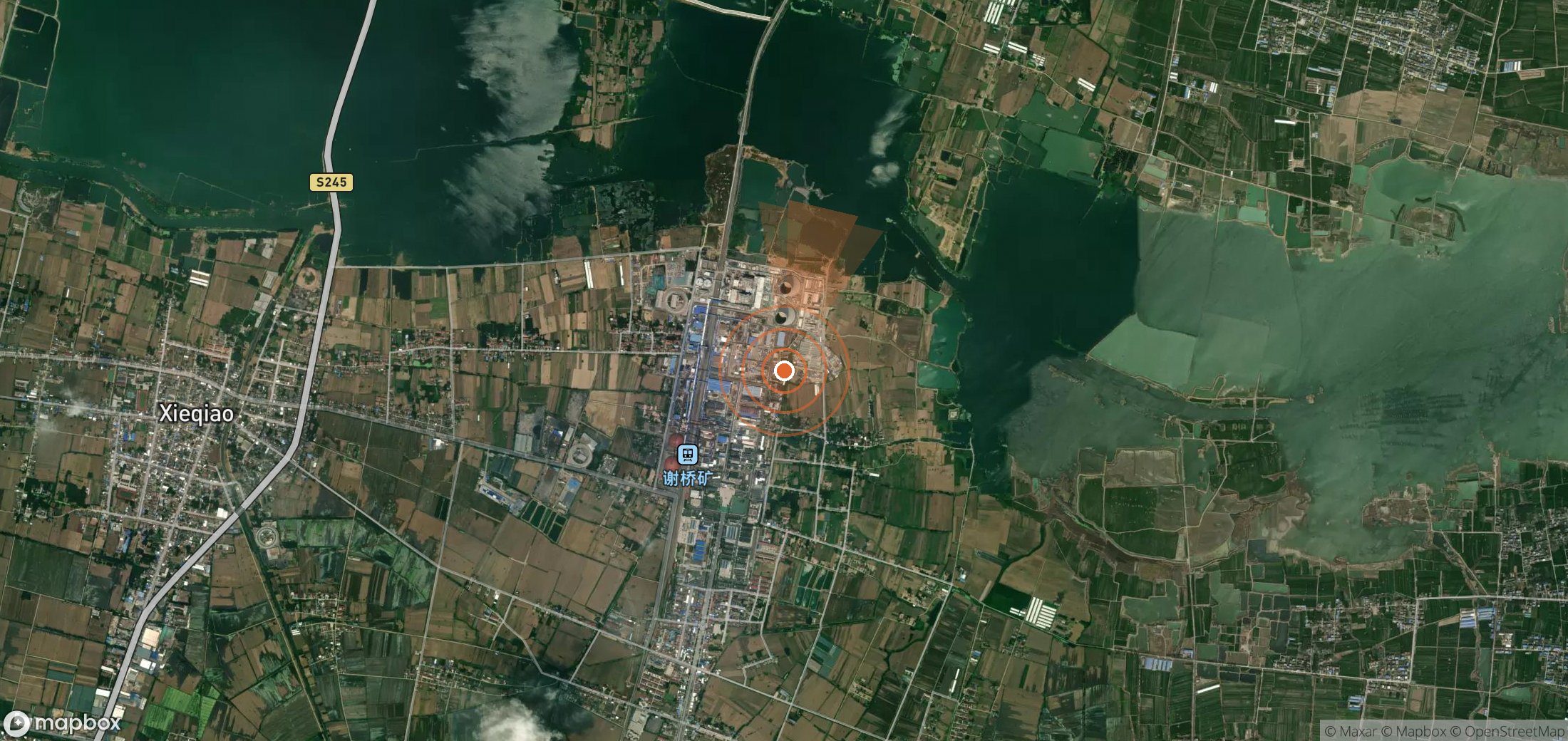 Satellite map of methane plume locations in China