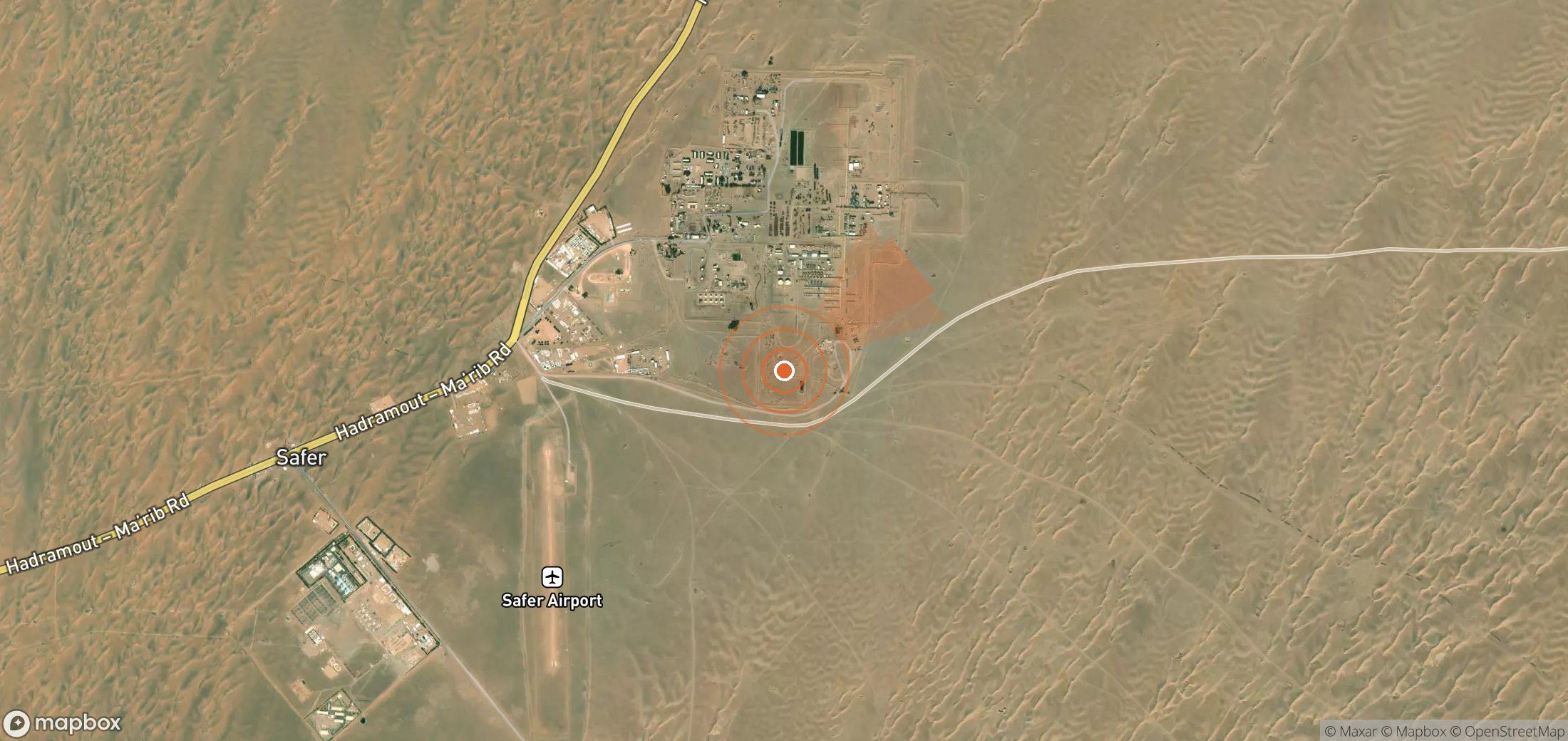 Mapa satelital de plumas de metano en Yemen