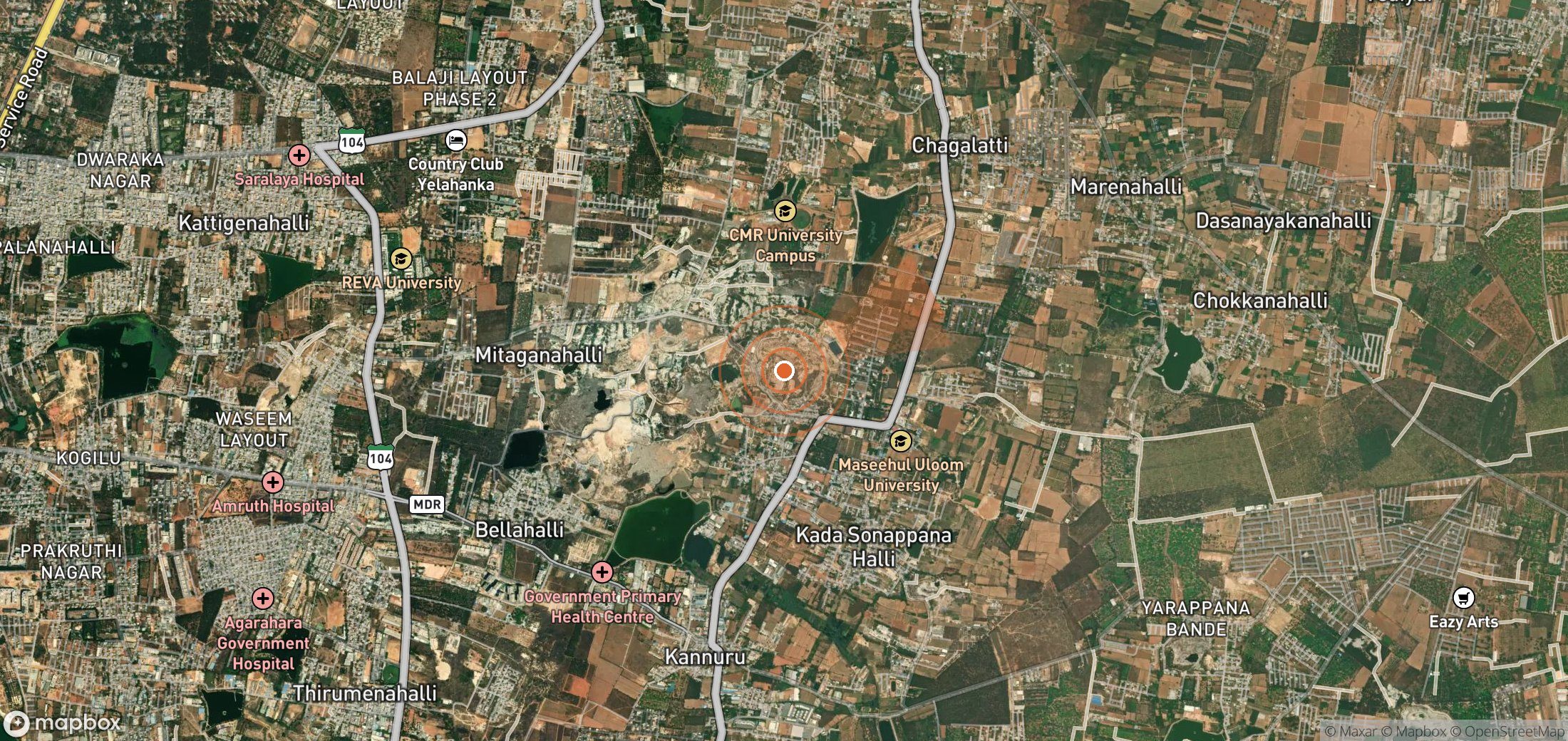 Satellite map of methane plume locations in India