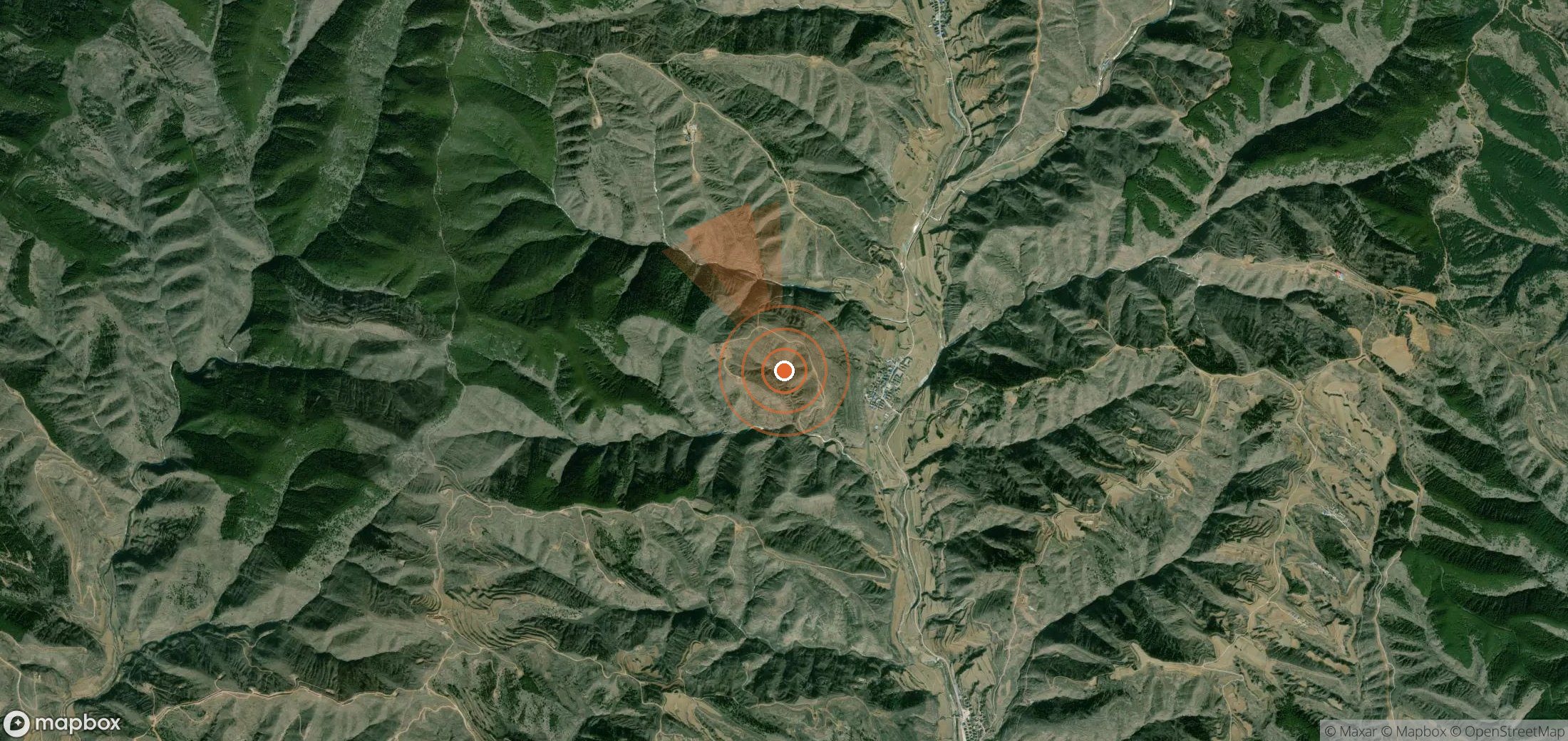 Mapa satelital de plumas de metano en China