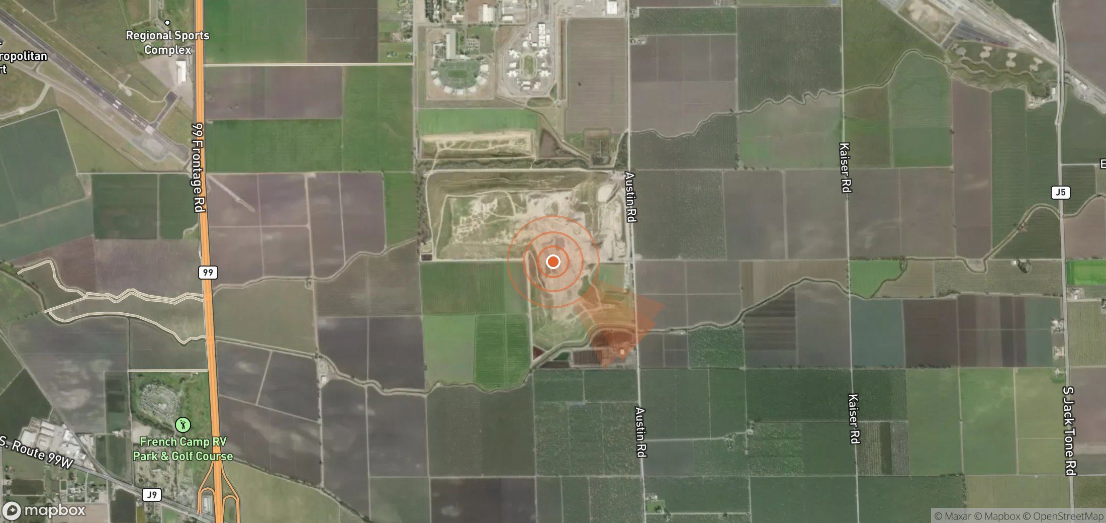 Satellite map of methane plume locations in United States