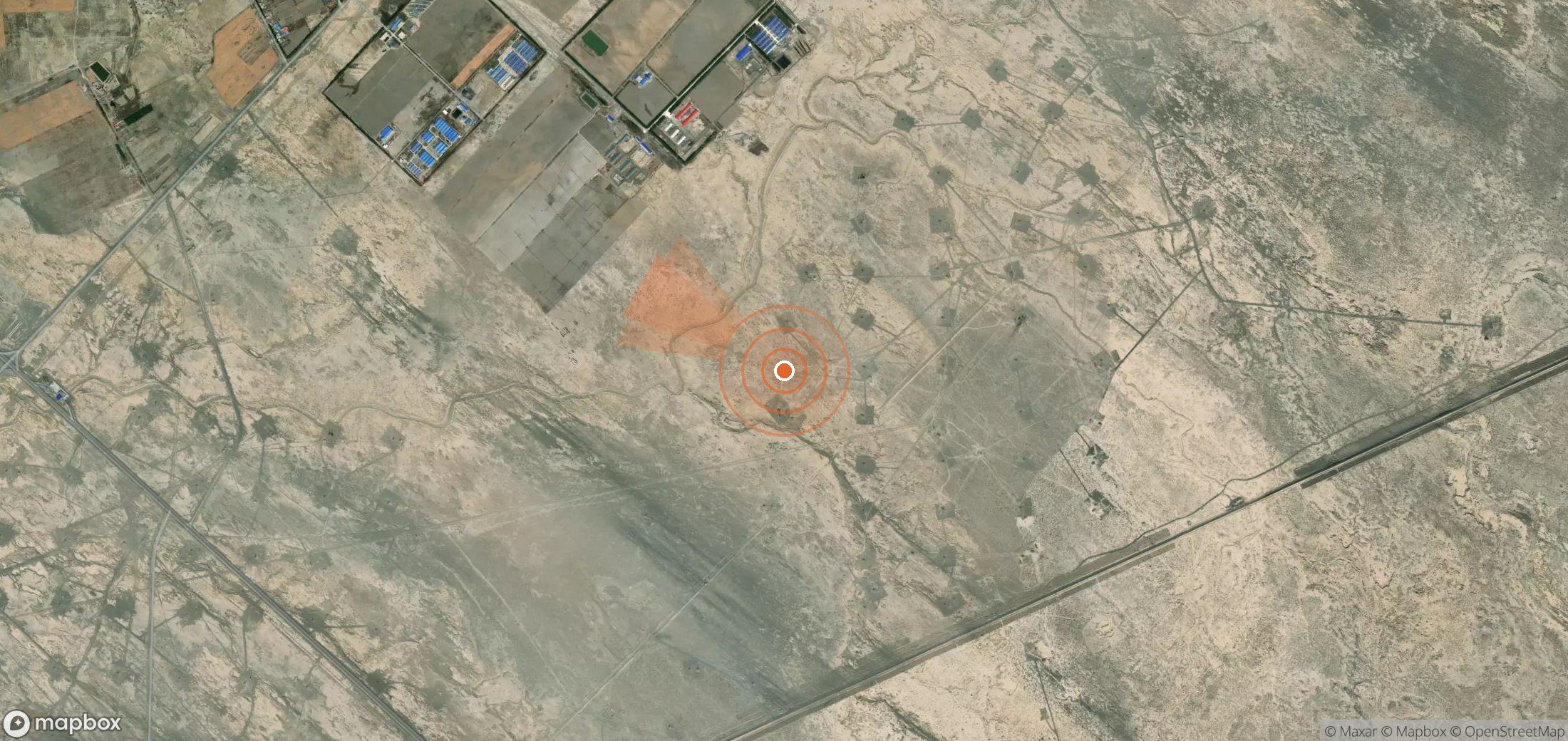 Satellite map of methane plume locations in China