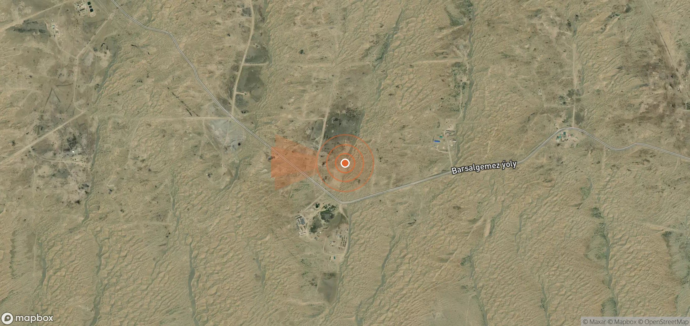 Satellite map of methane plume locations in Turkmenistan