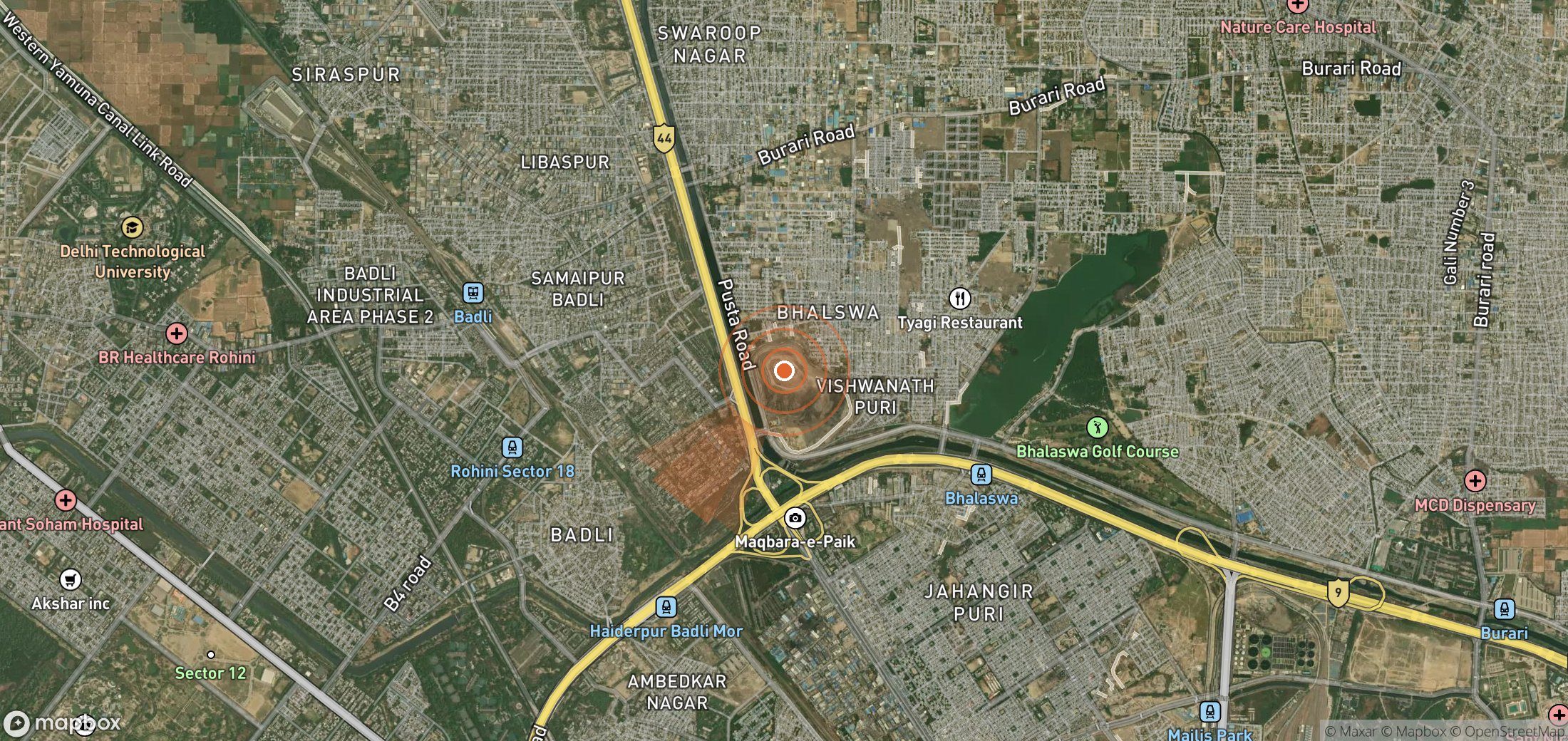 Satellite map of methane plume locations in India