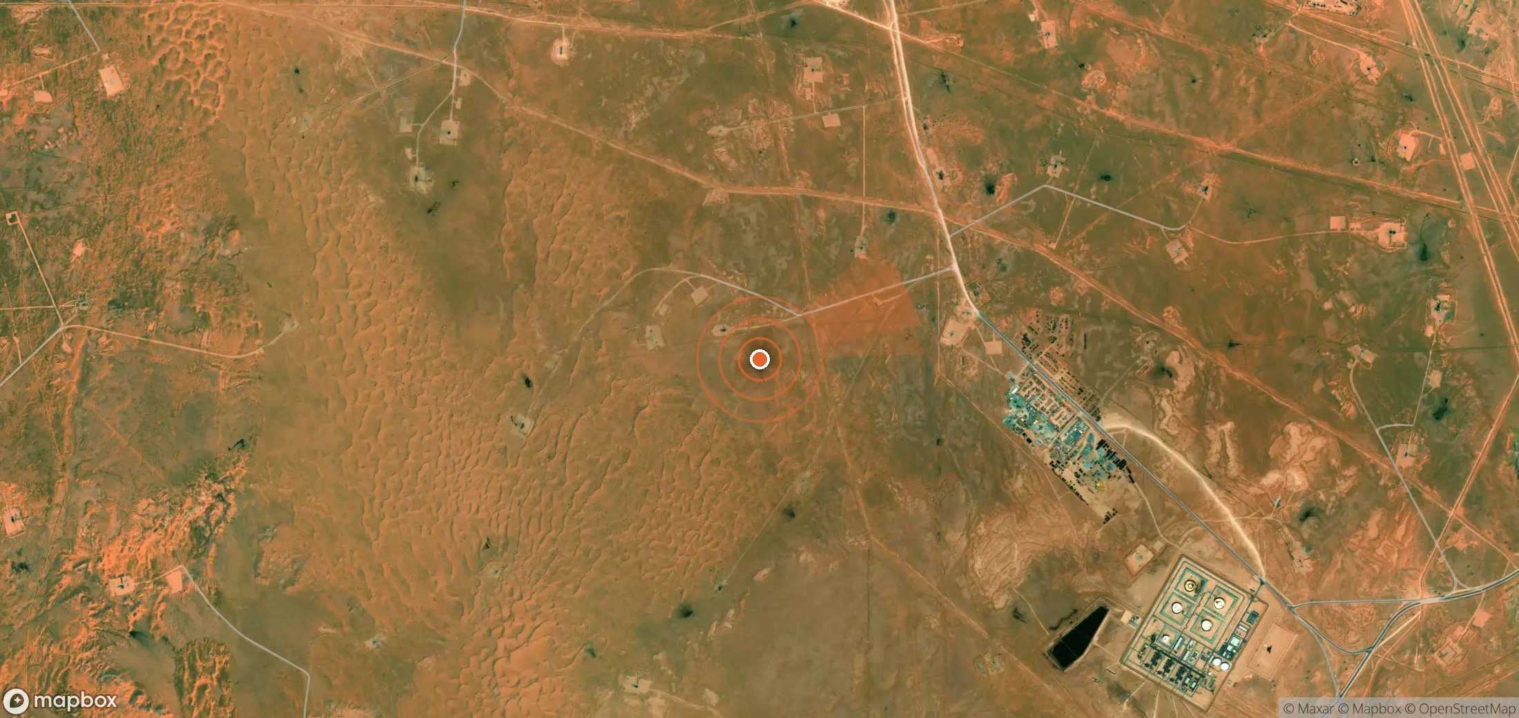 Mapa satelital de plumas de metano en Argelia