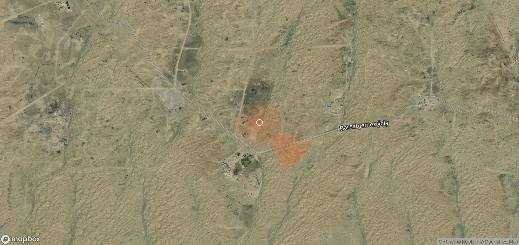 Satellite map of methane plume locations in Turkmenistan