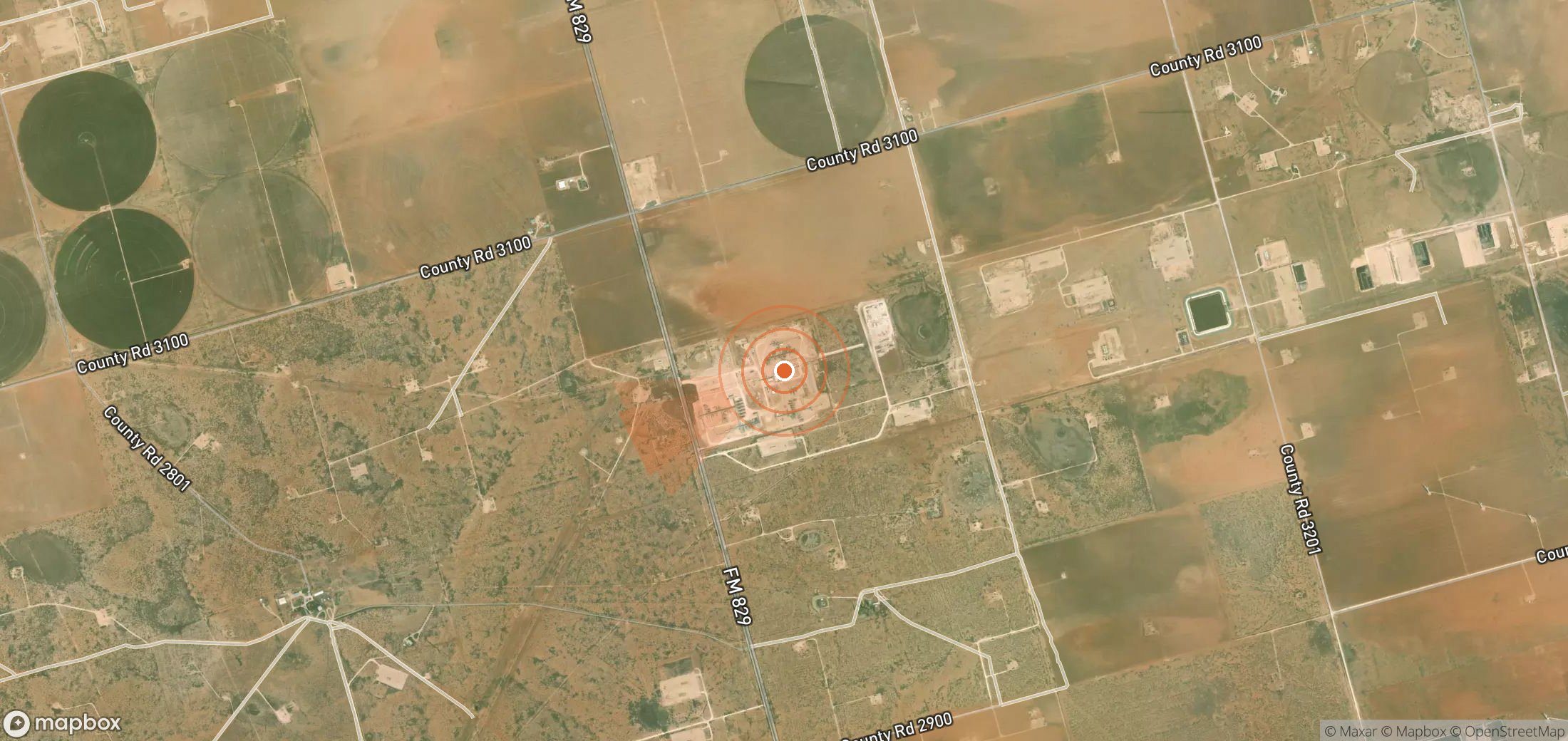 Satellite map of methane plume locations in United States