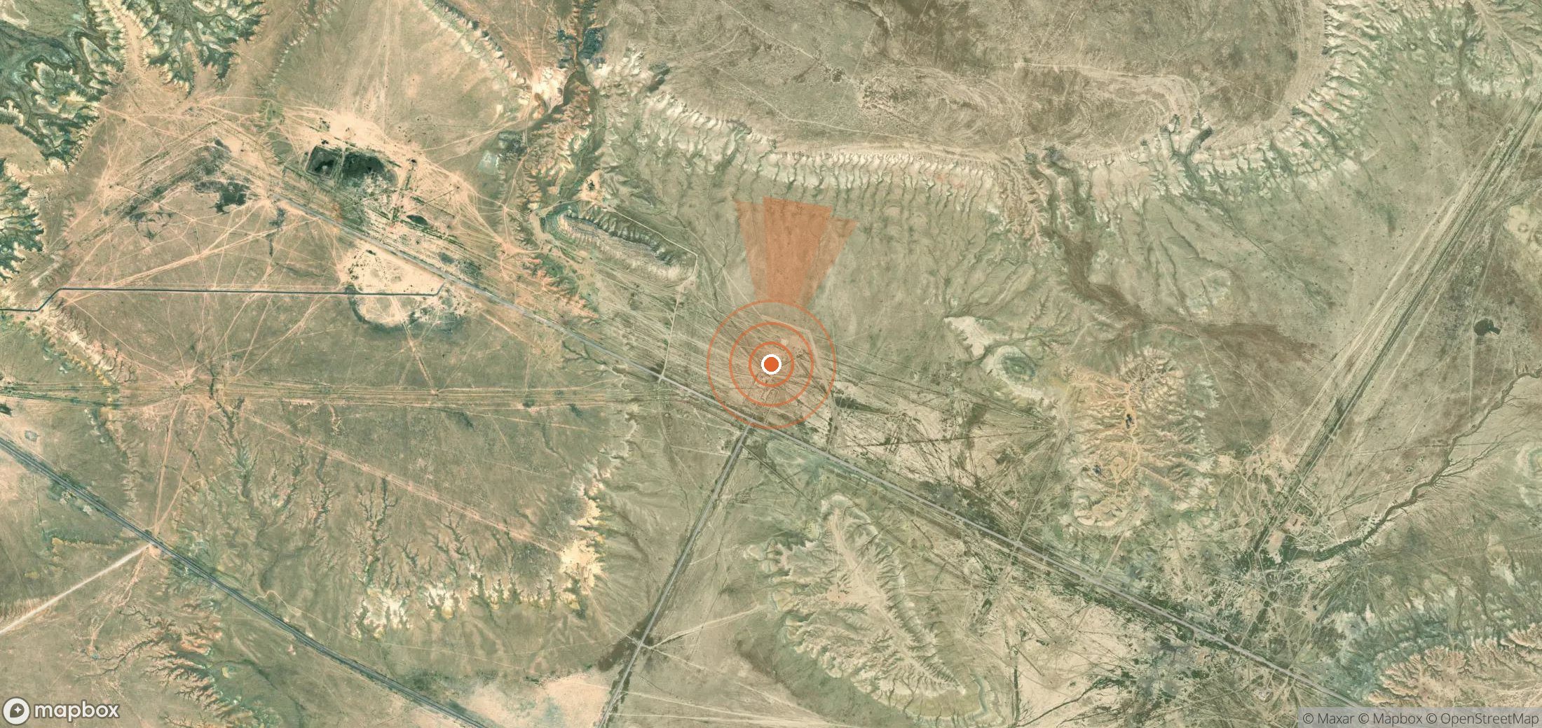 Satellite map of methane plume locations in Kazakhstan