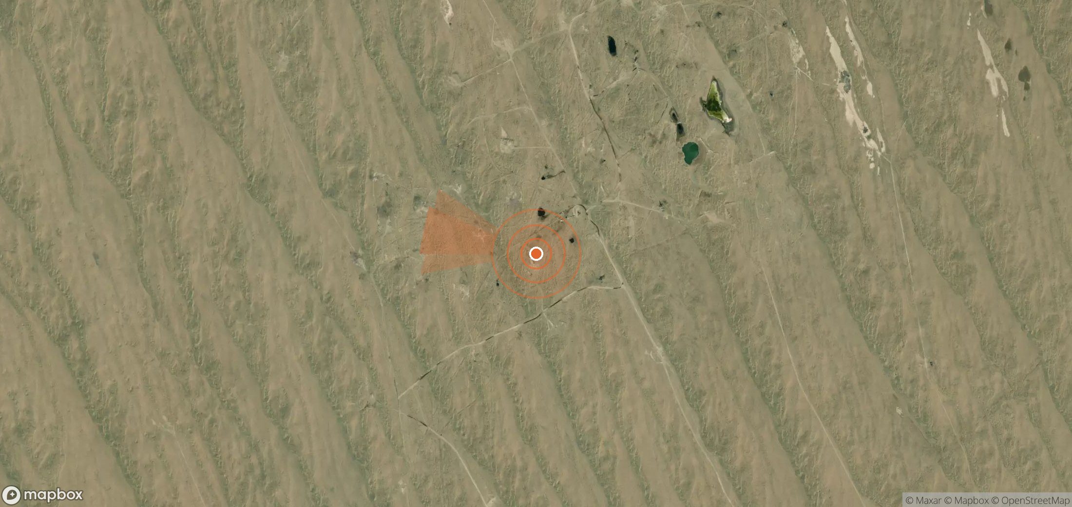 Satellite map of methane plume locations in Turkmenistan