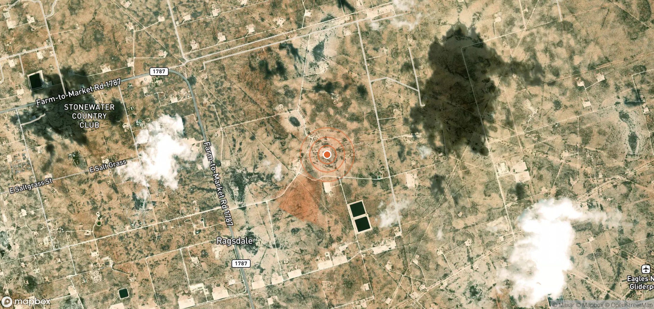 Mapa satelital de plumas de metano en Estados Unidos