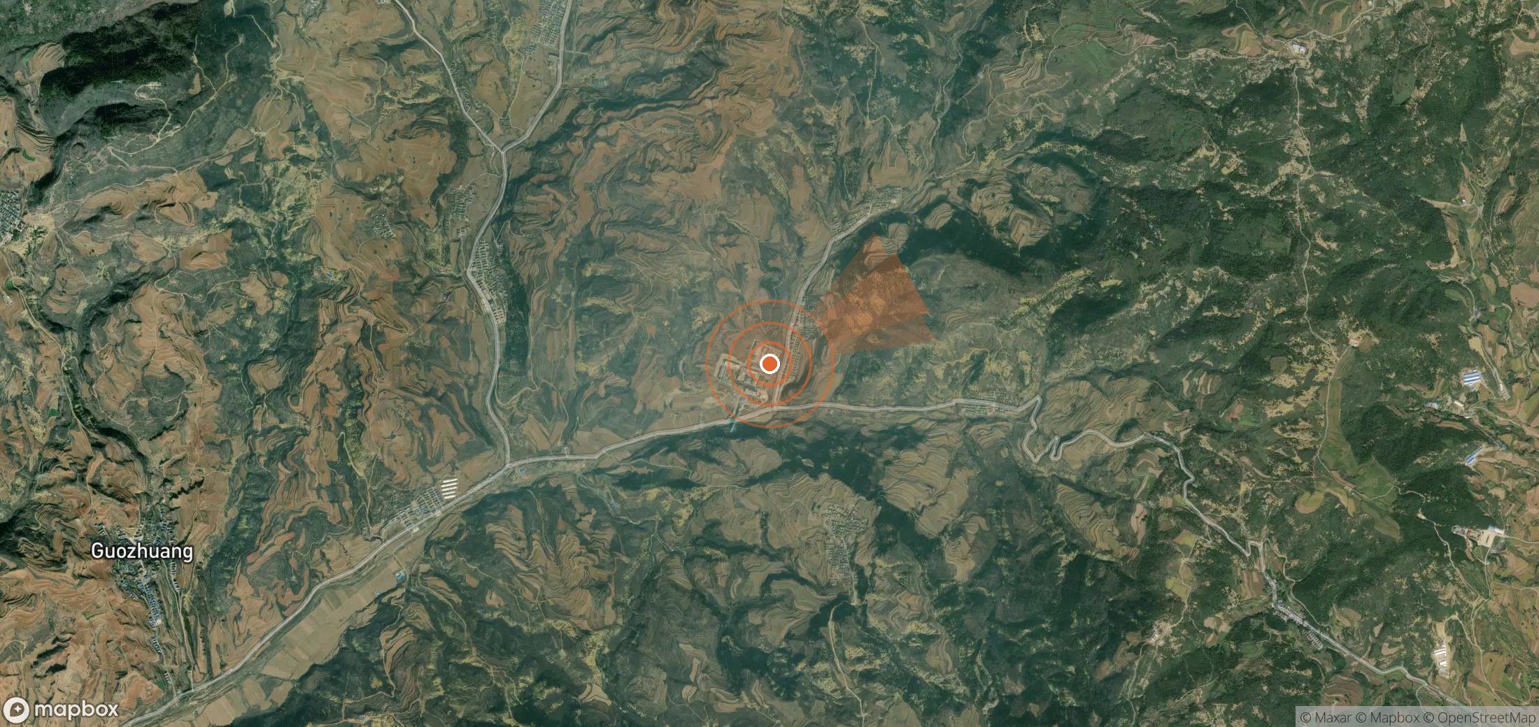 Satellite map of methane plume locations in China