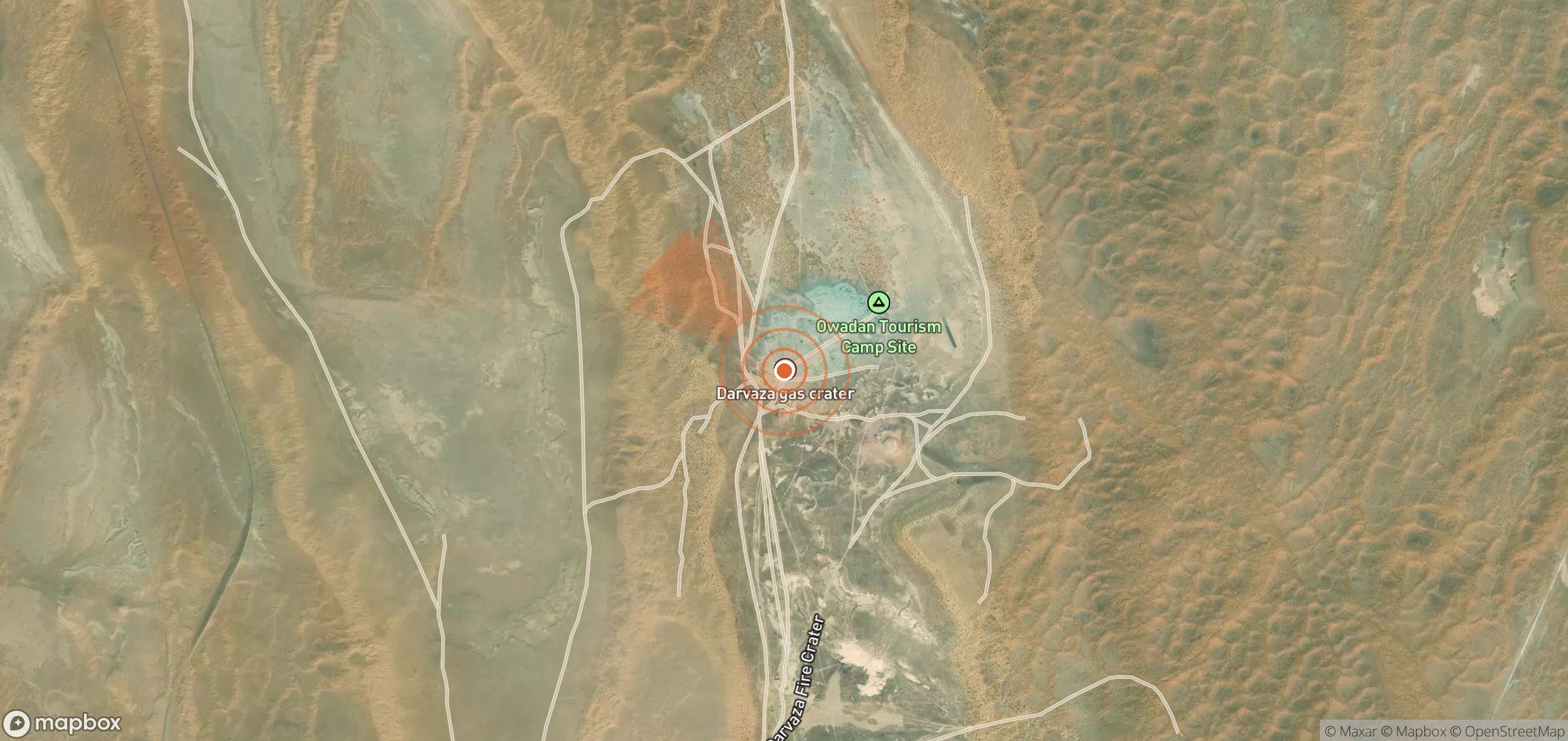 Satellite map of methane plume locations in Turkmenistan