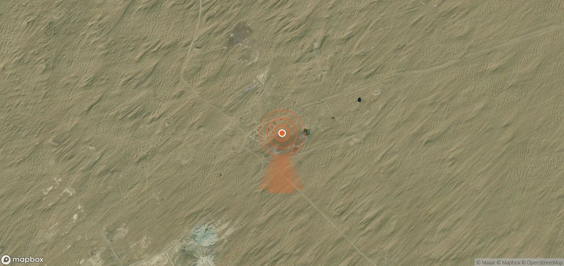 Satellite map of methane plume locations in Turkmenistan