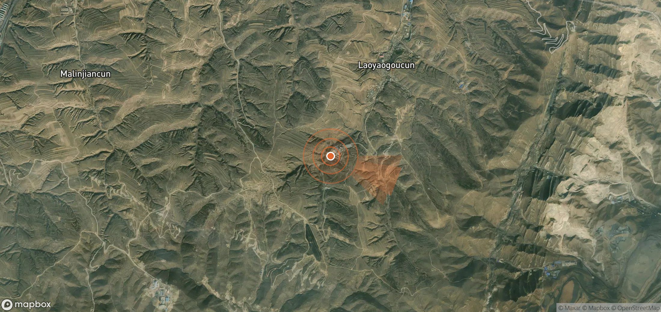 Satellite map of methane plume locations in China