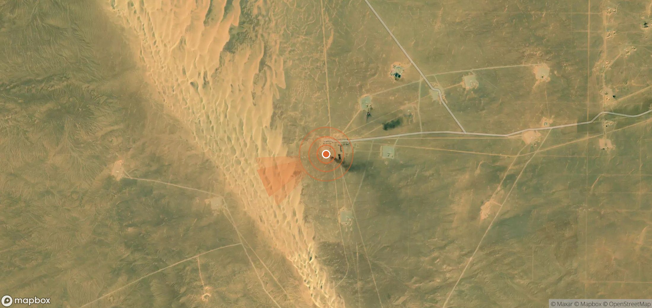 Satellite map of methane plume locations in Egypt