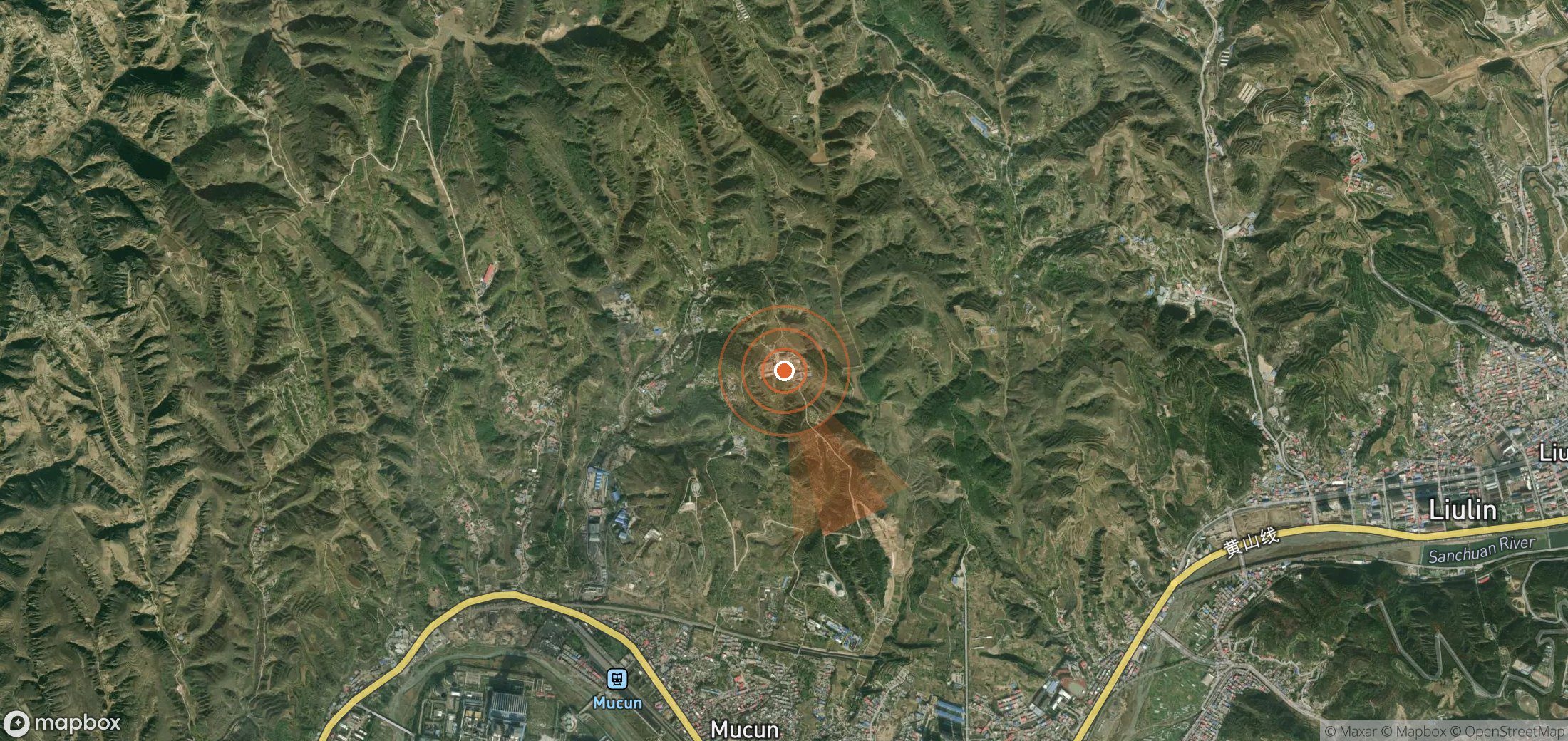 Mapa satelital de plumas de metano en China