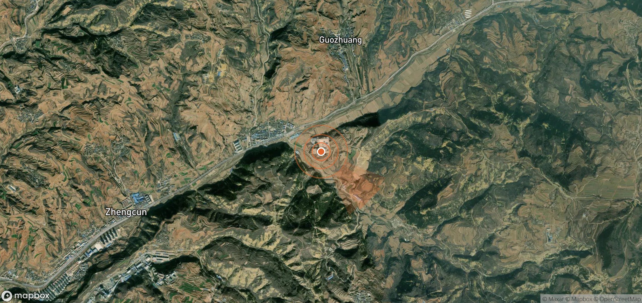 Satellite map of methane plume locations in China