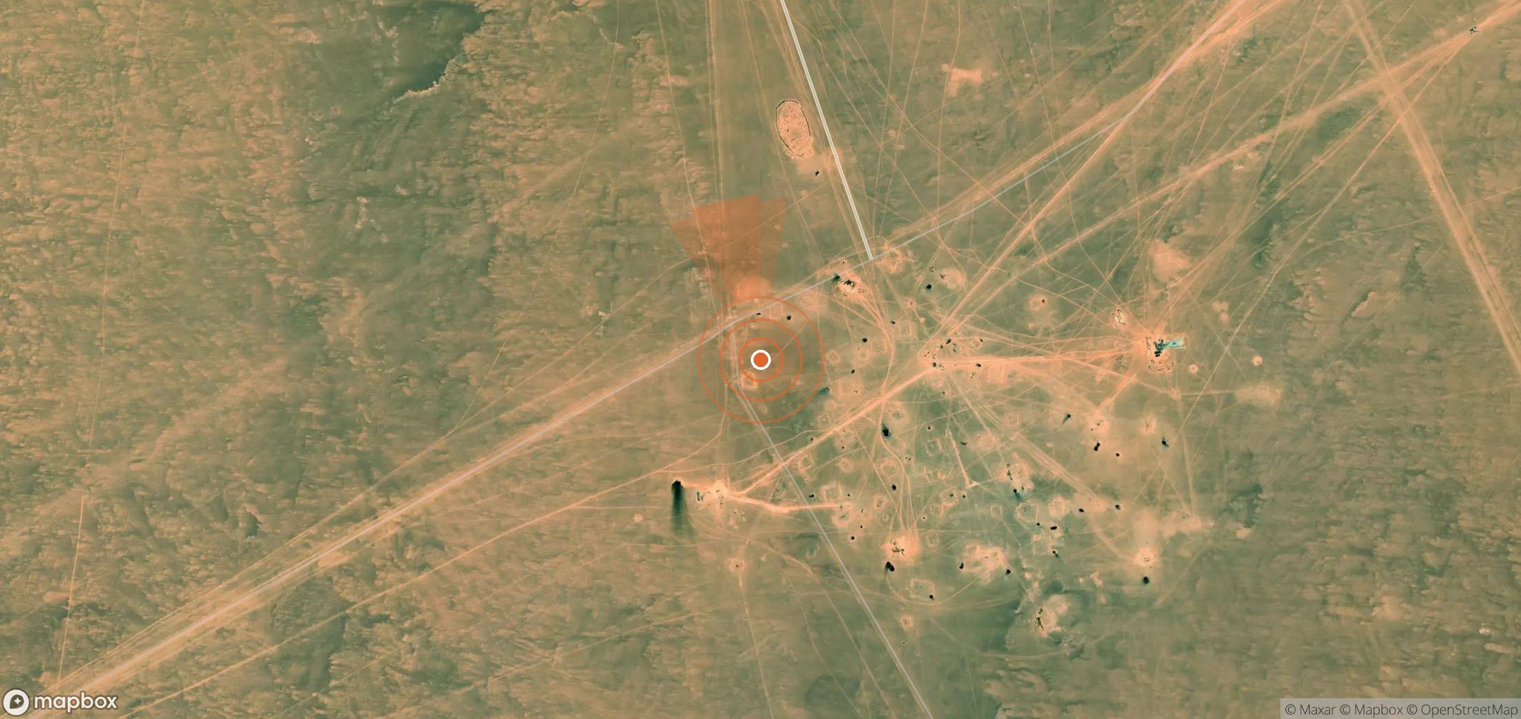 Mapa satelital de plumas de metano en Libia