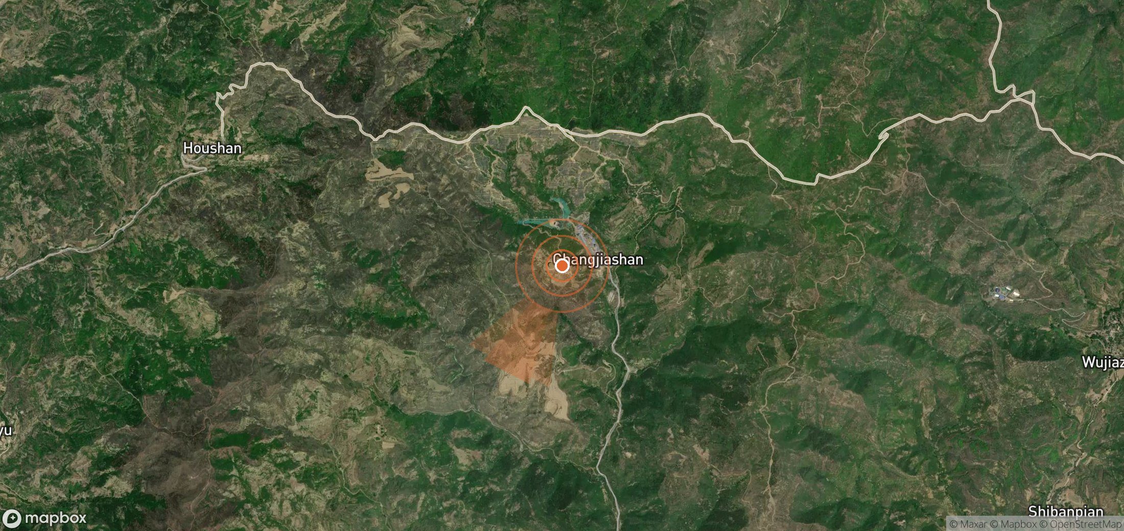 Satellite map of methane plume locations in China