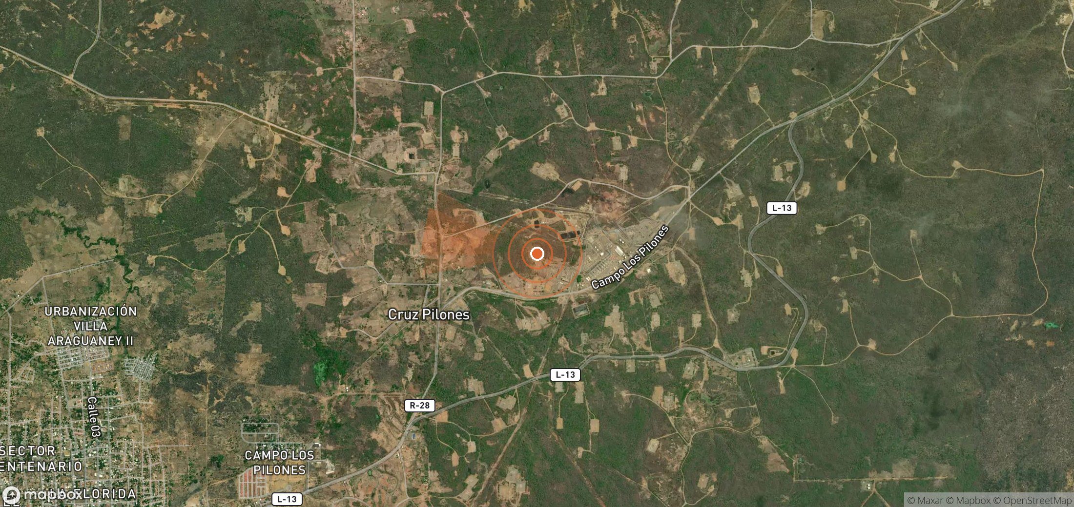 Satellite map of methane plume locations in Venezuela