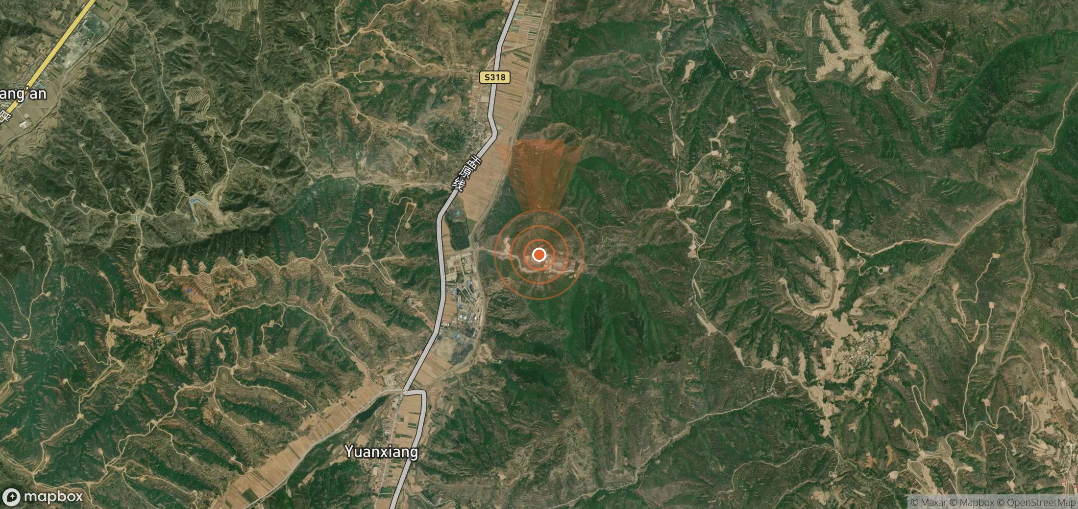 Satellite map of methane plume locations in China