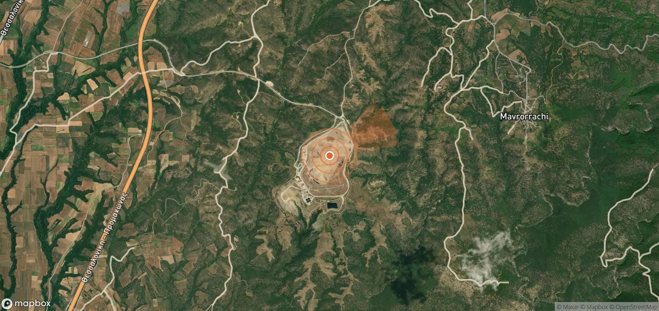 Satellite map of methane plume locations in Greece