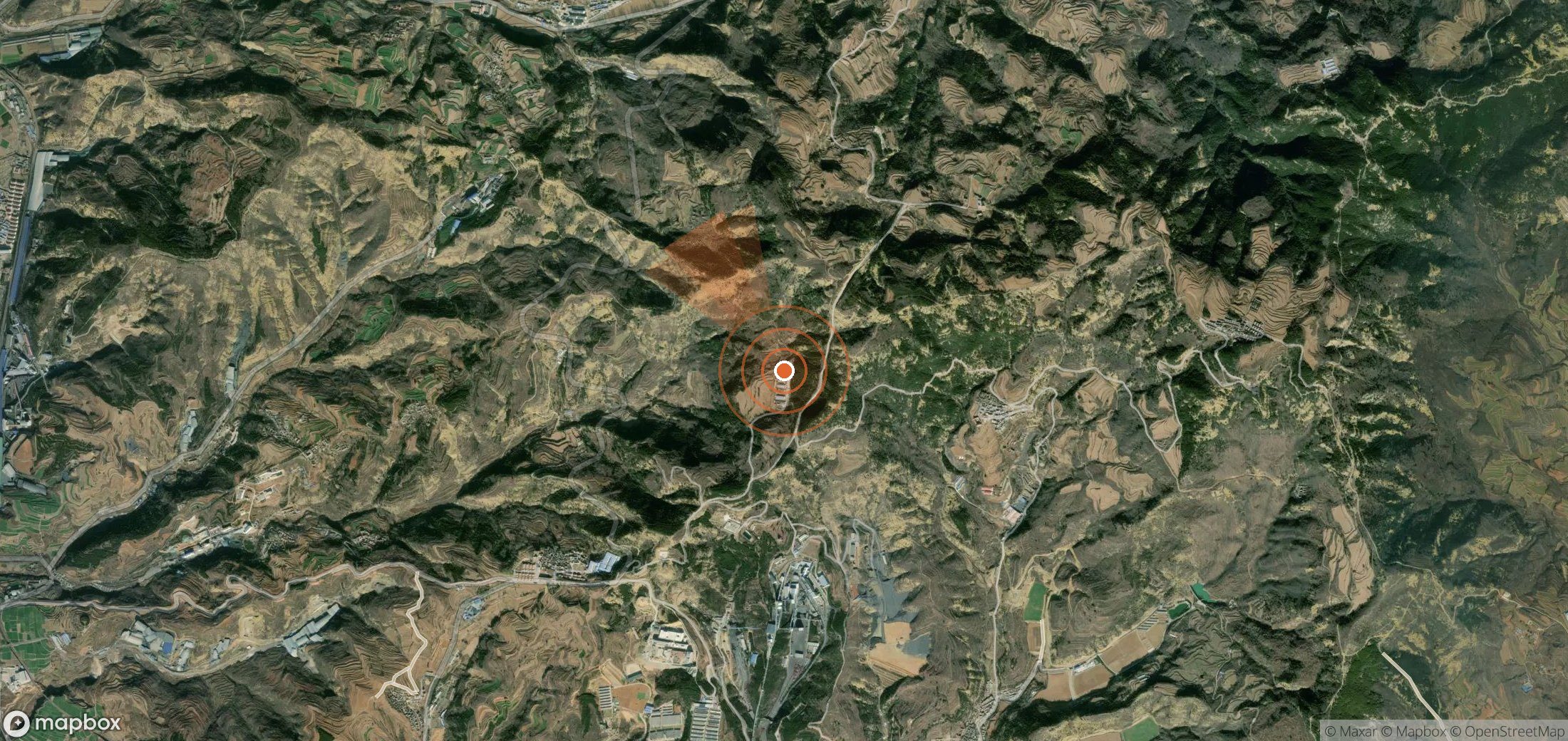 Satellite map of methane plume locations in China