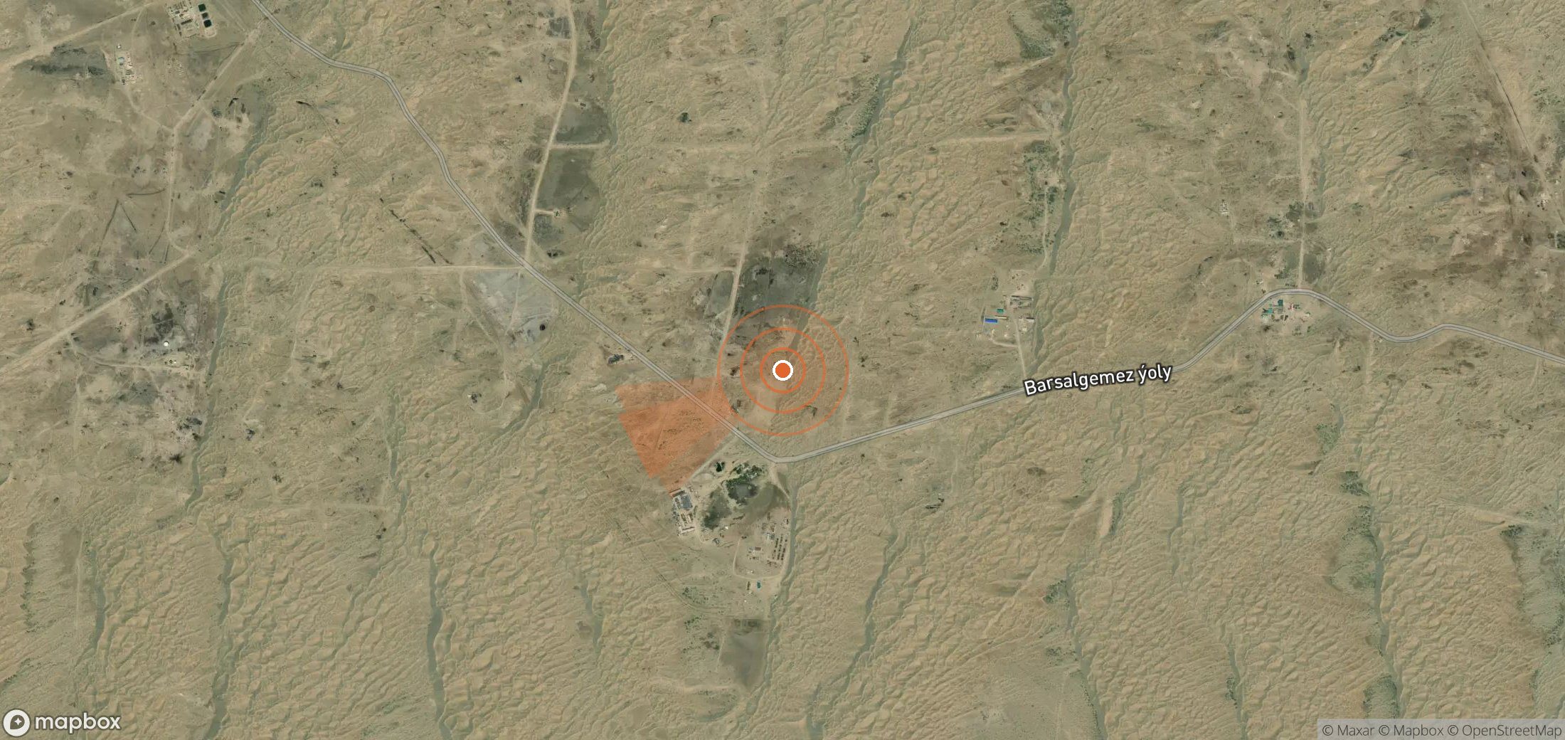 Satellite map of methane plume locations in Turkmenistan
