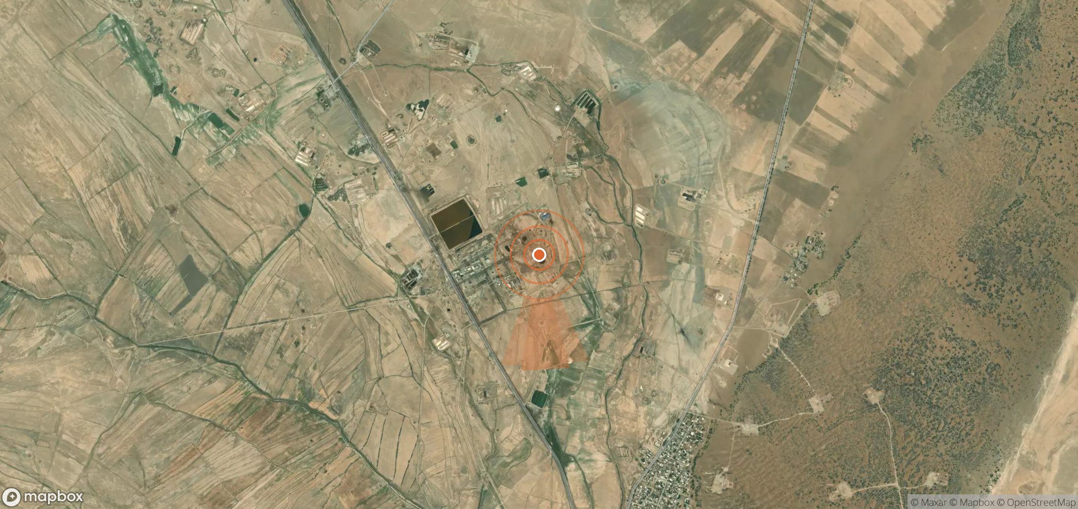 Satellite map of methane plume locations in Iran