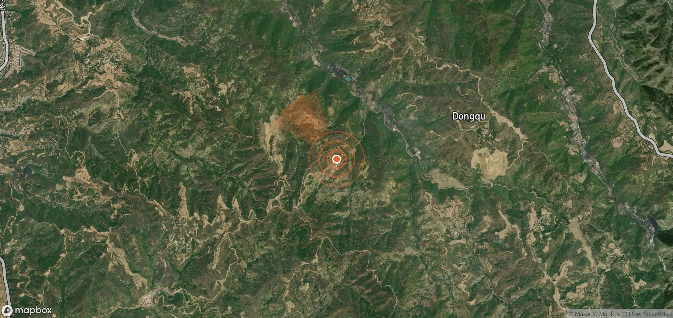 Satellite map of methane plume locations in China