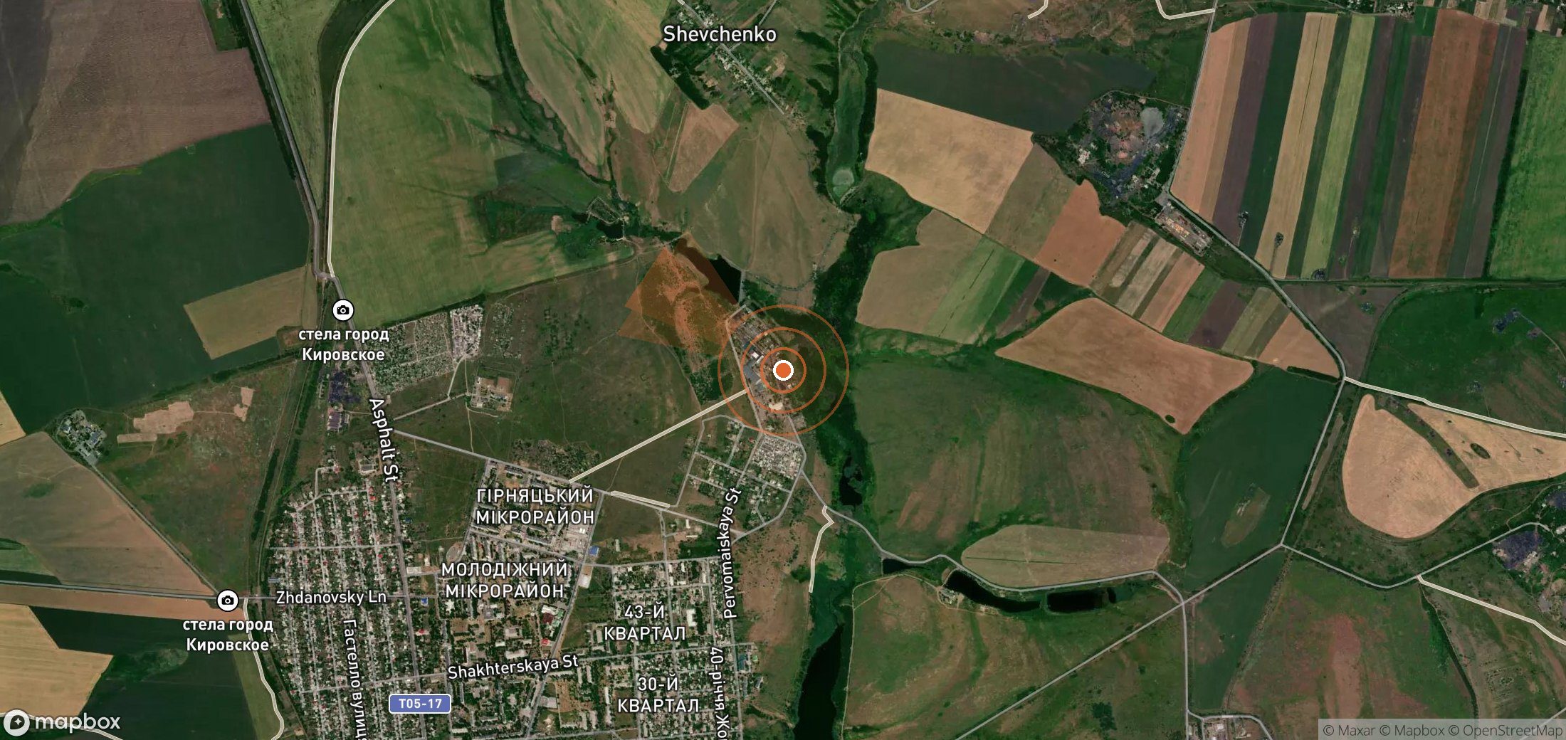 Mapa satelital de plumas de metano en Ucrania
