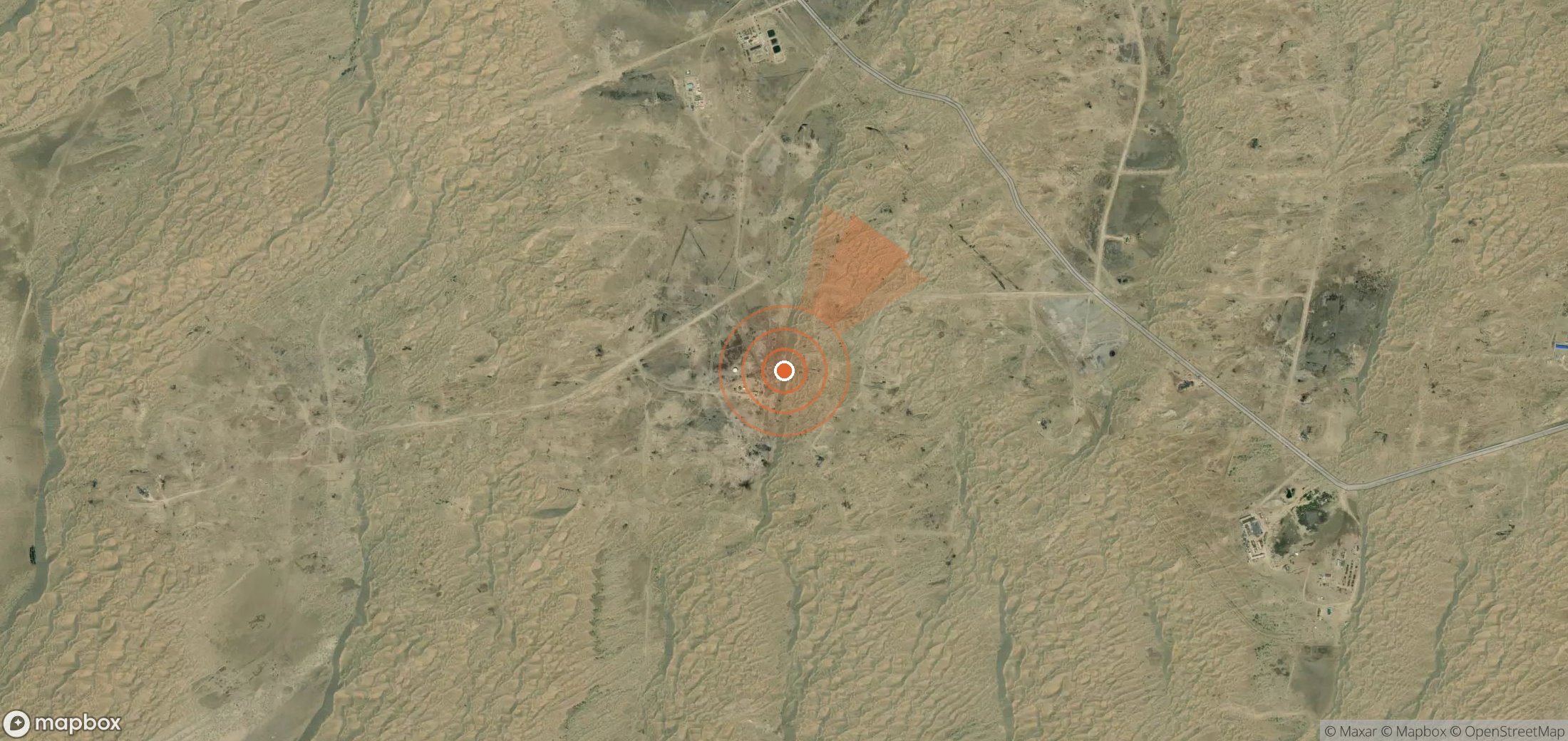 Mapa satelital de plumas de metano en Turkmenistán