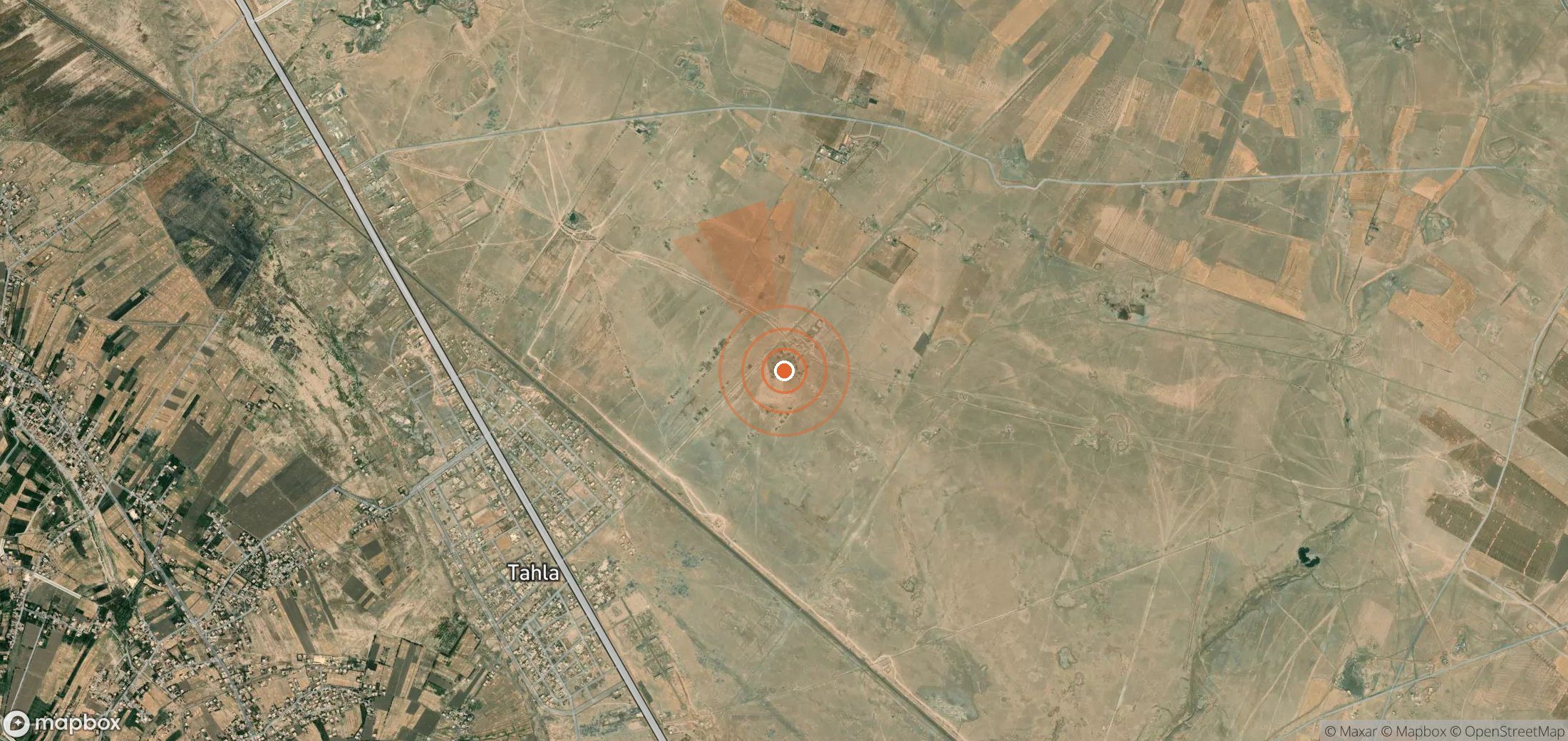 Mapa satelital de plumas de metano en Siria