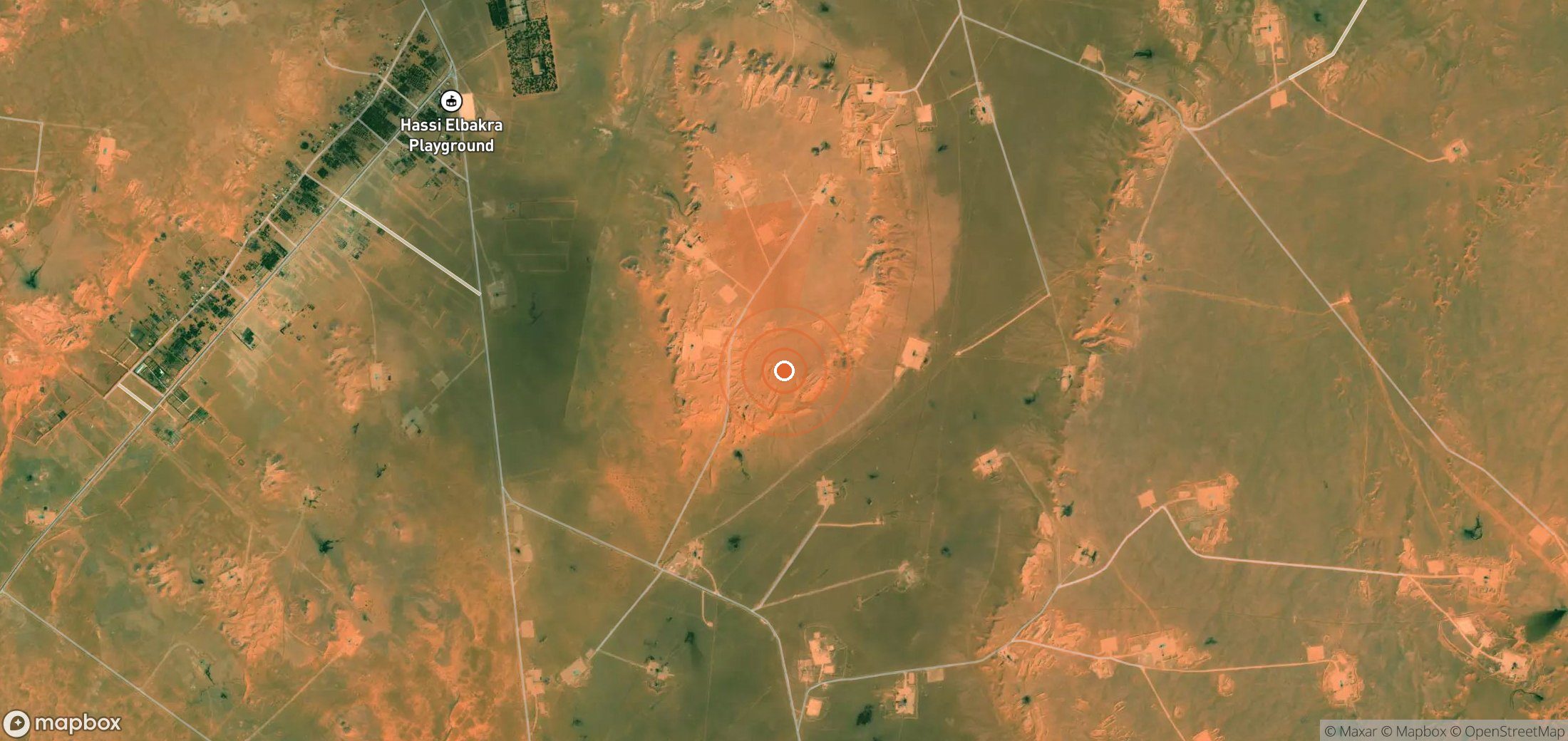 Satellite map of methane plume locations in Algeria