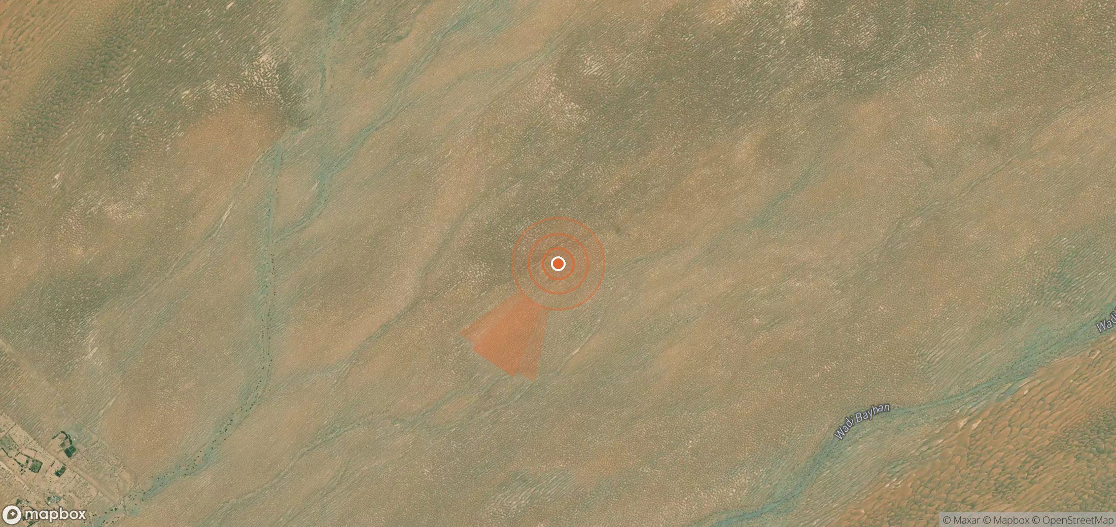 Mapa satelital de plumas de metano en Yemen