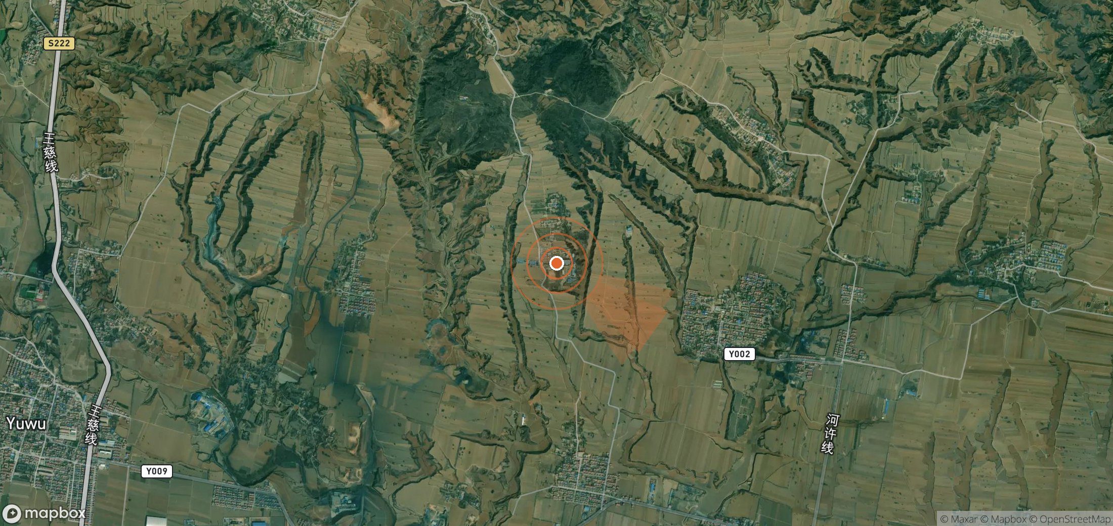 Satellite map of methane plume locations in China