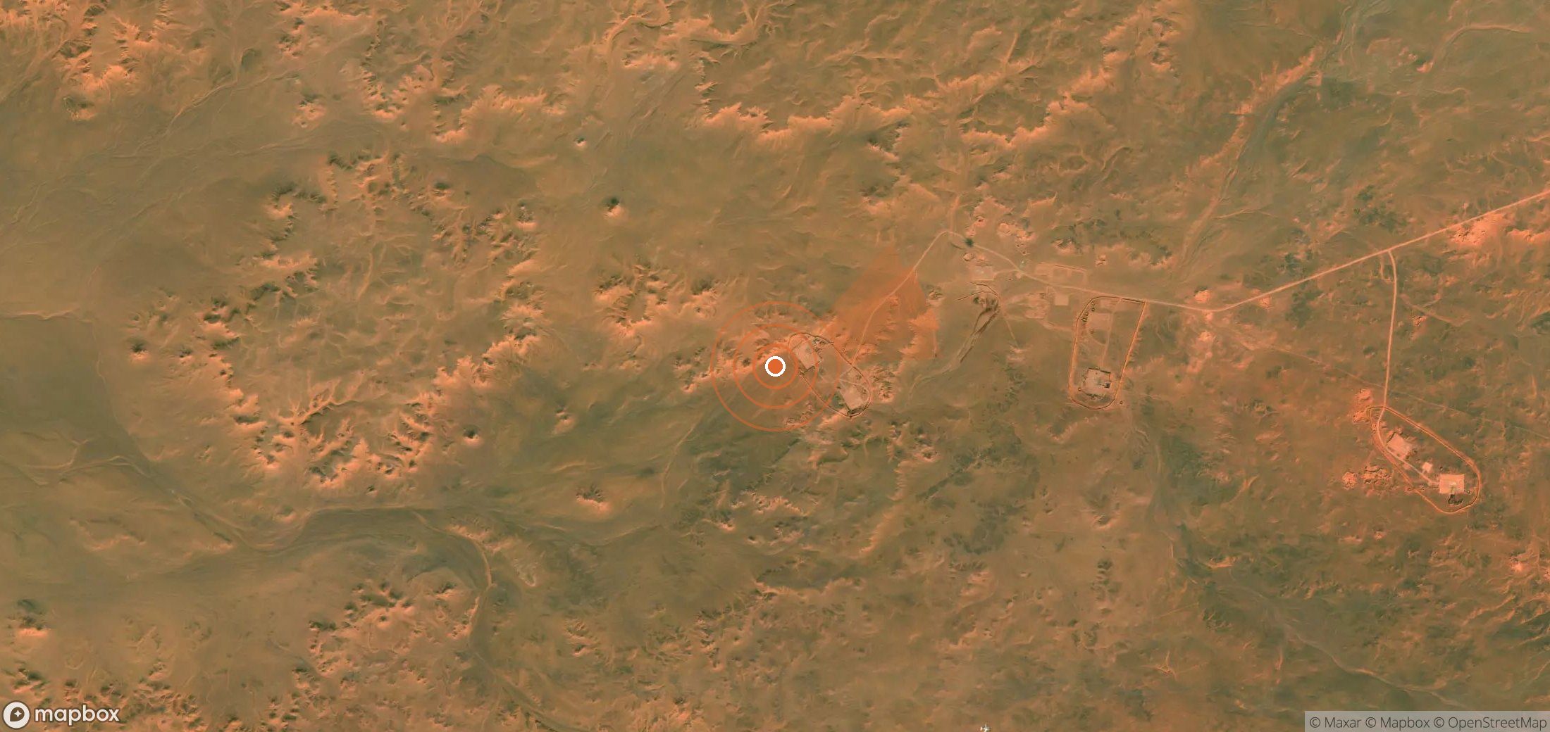 Satellite map of methane plume locations in Algeria