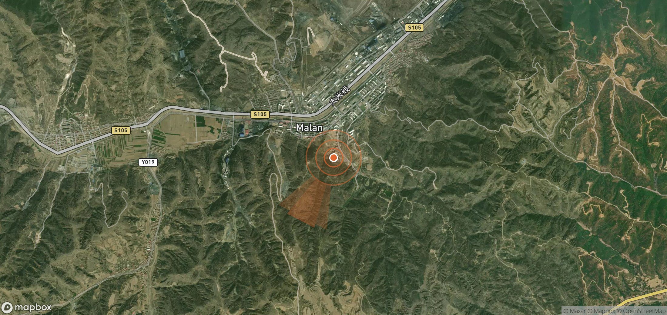Satellite map of methane plume locations in China