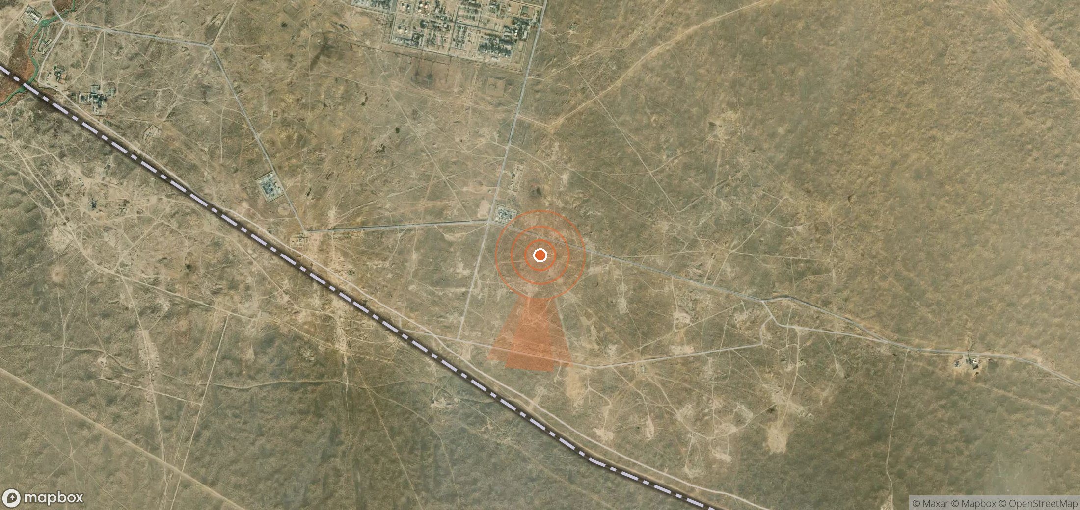 Mapa satelital de plumas de metano en Uzbekistán