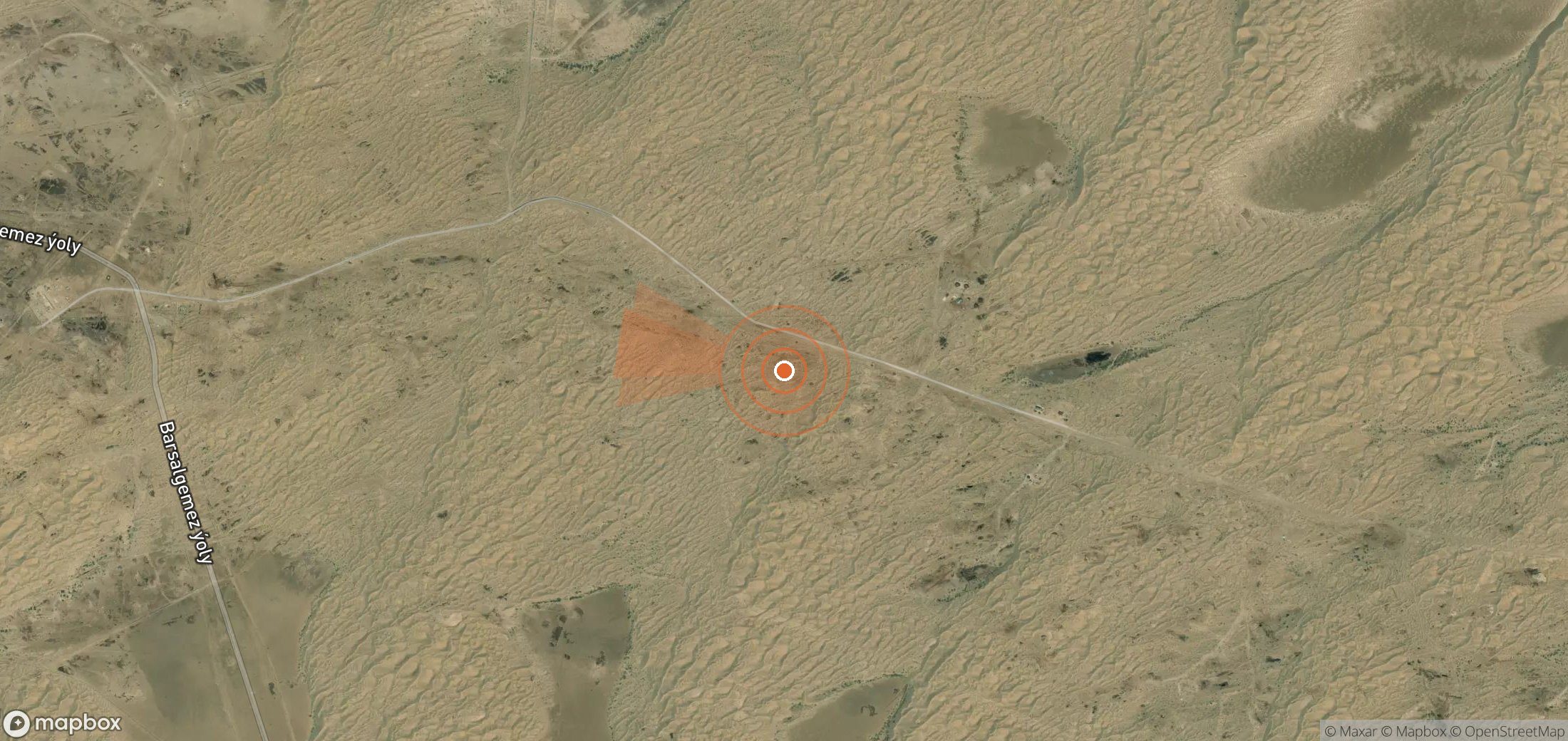 Satellite map of methane plume locations in Turkmenistan