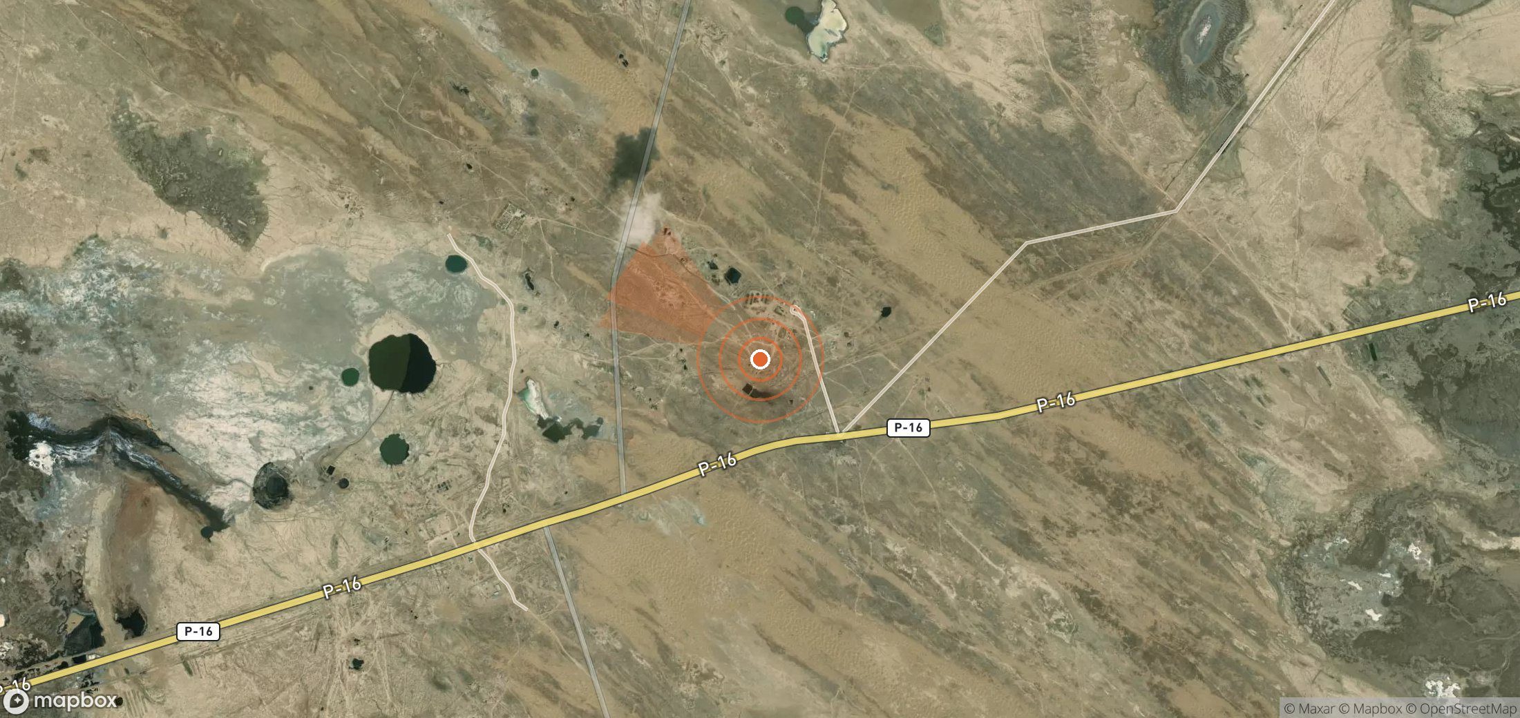 Satellite map of methane plume locations in Turkmenistan