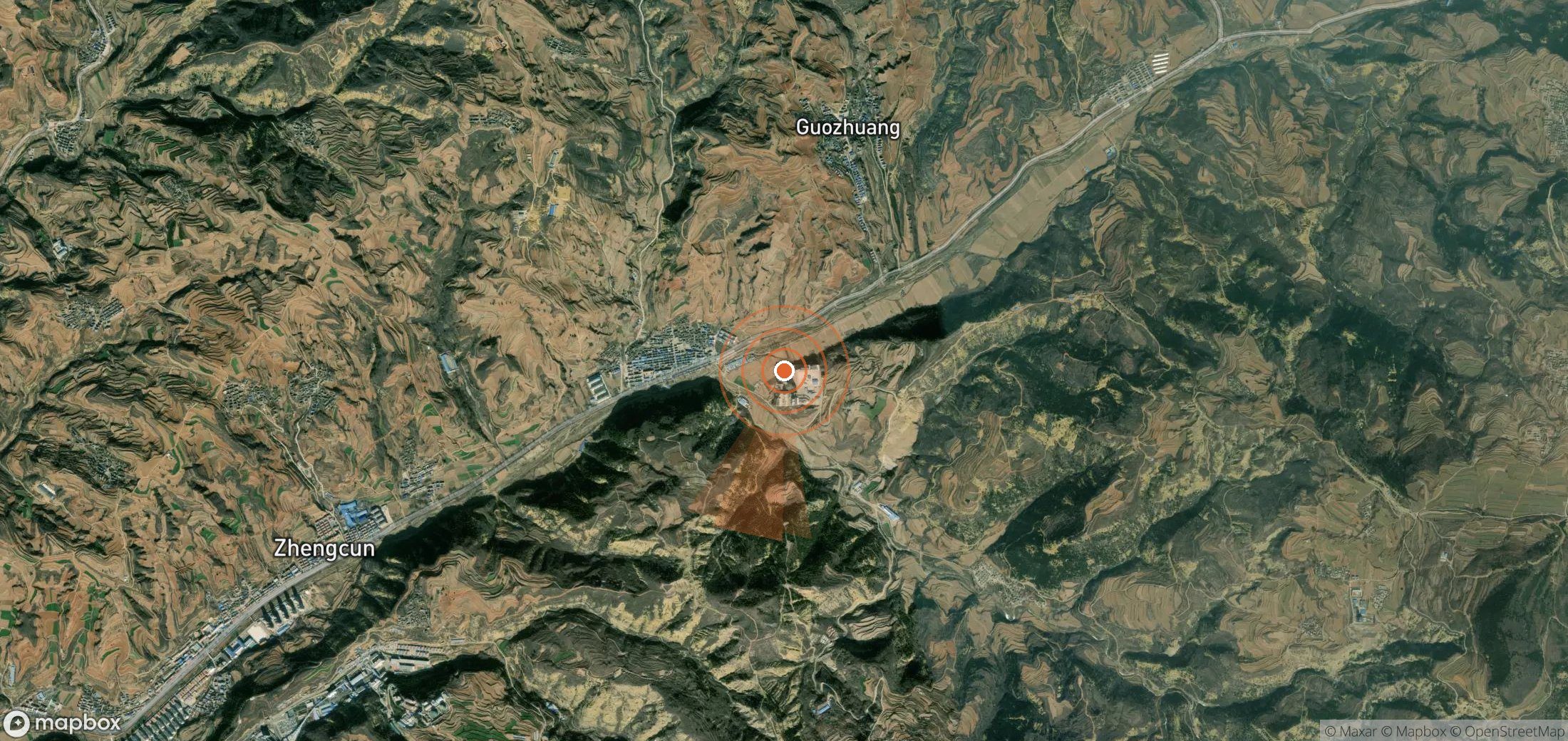 Satellite map of methane plume locations in China