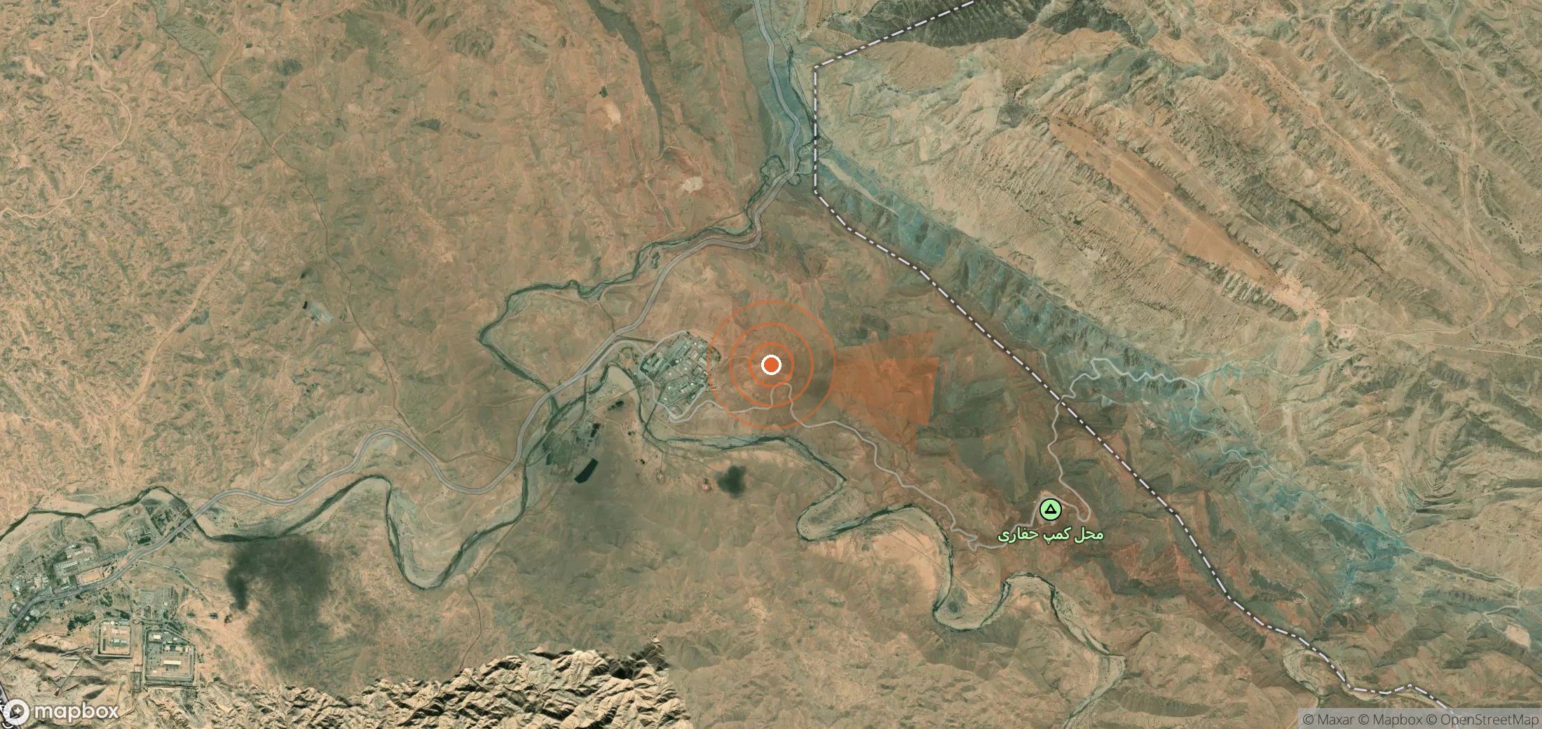 Mapa satelital de plumas de metano en Irán