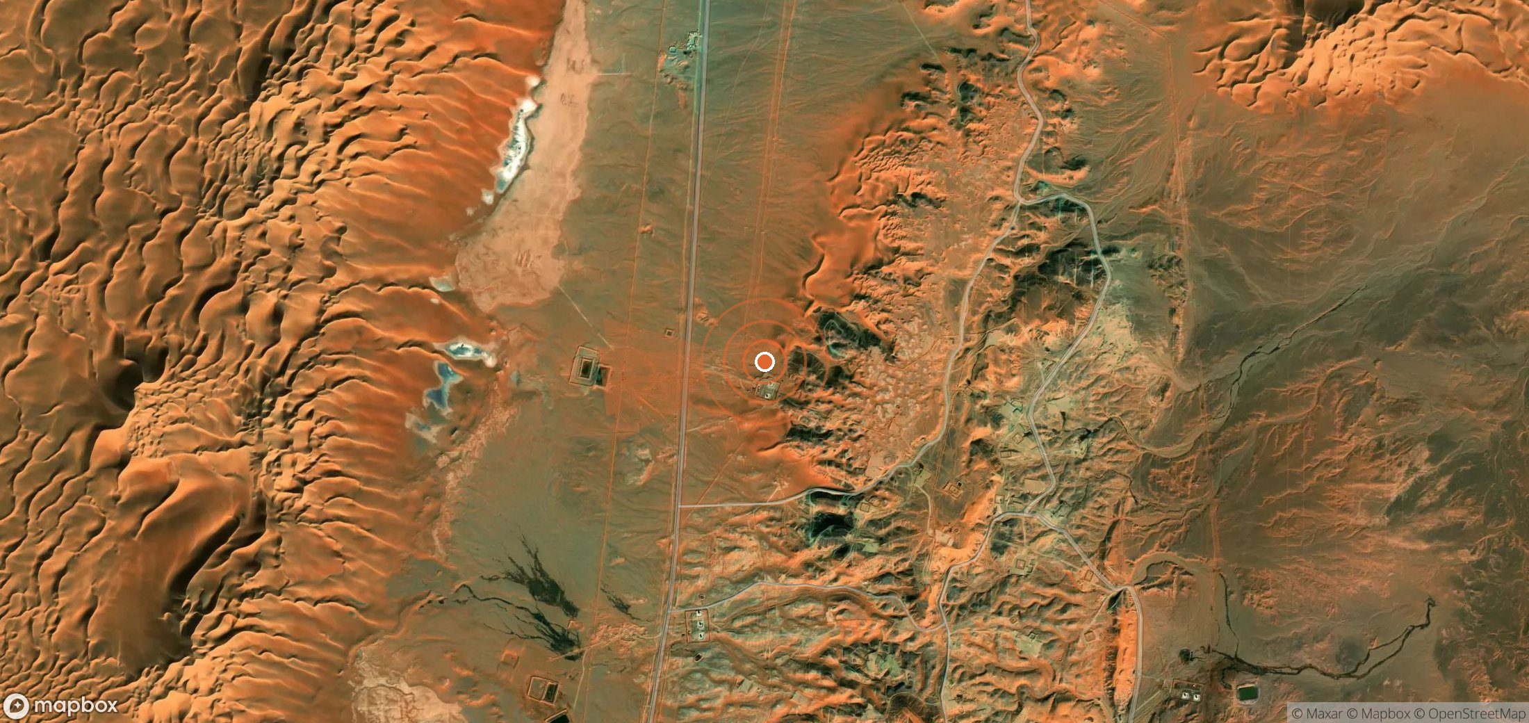 Mapa satelital de plumas de metano en Argelia