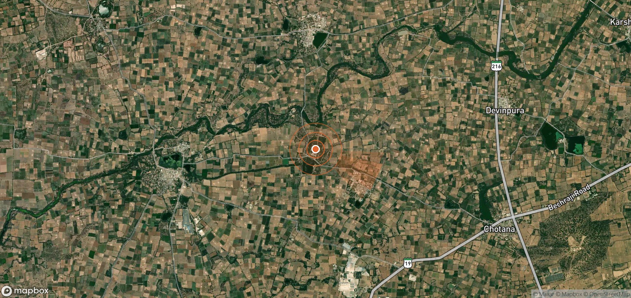 Mapa satelital de plumas de metano en India